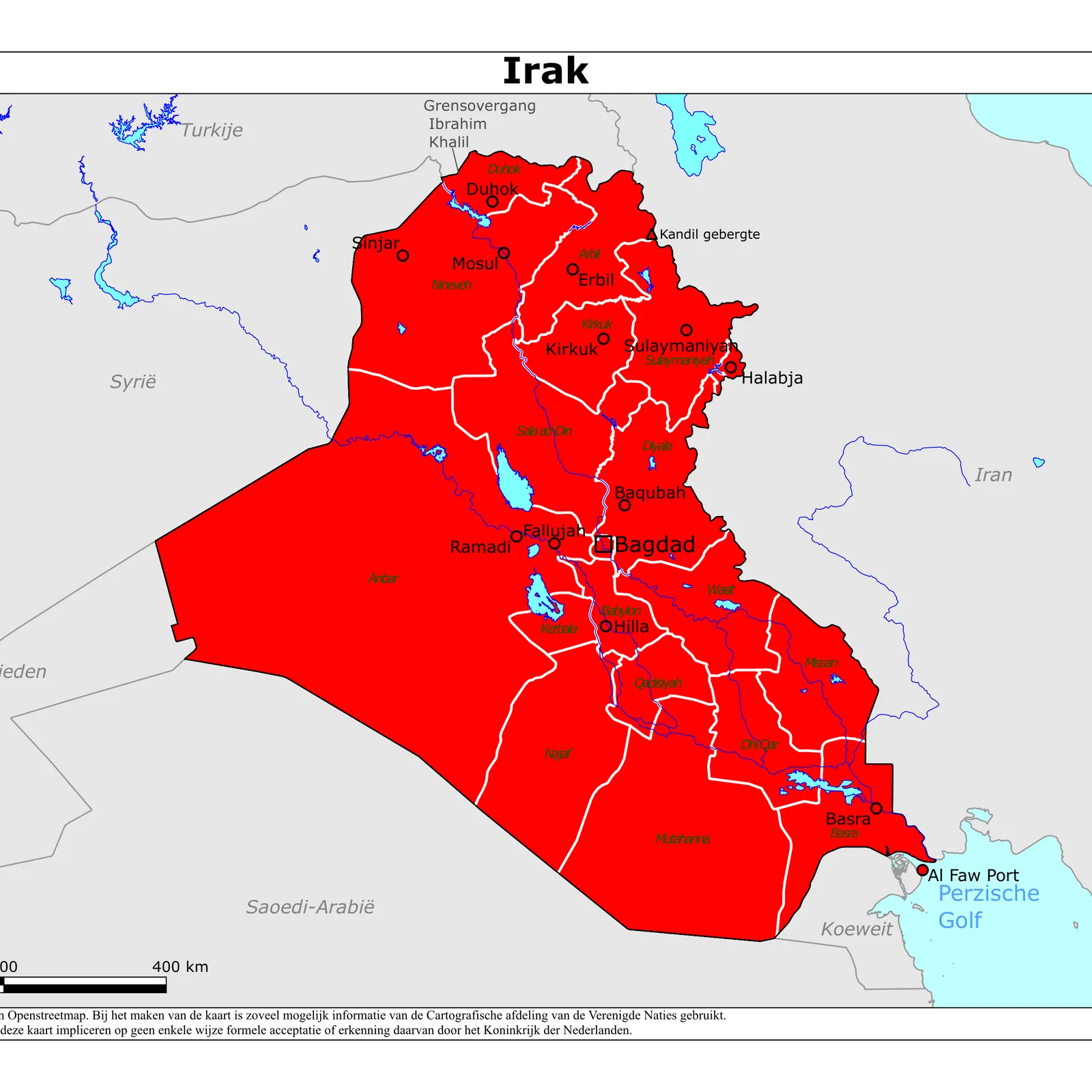 Grote kaart van Irak