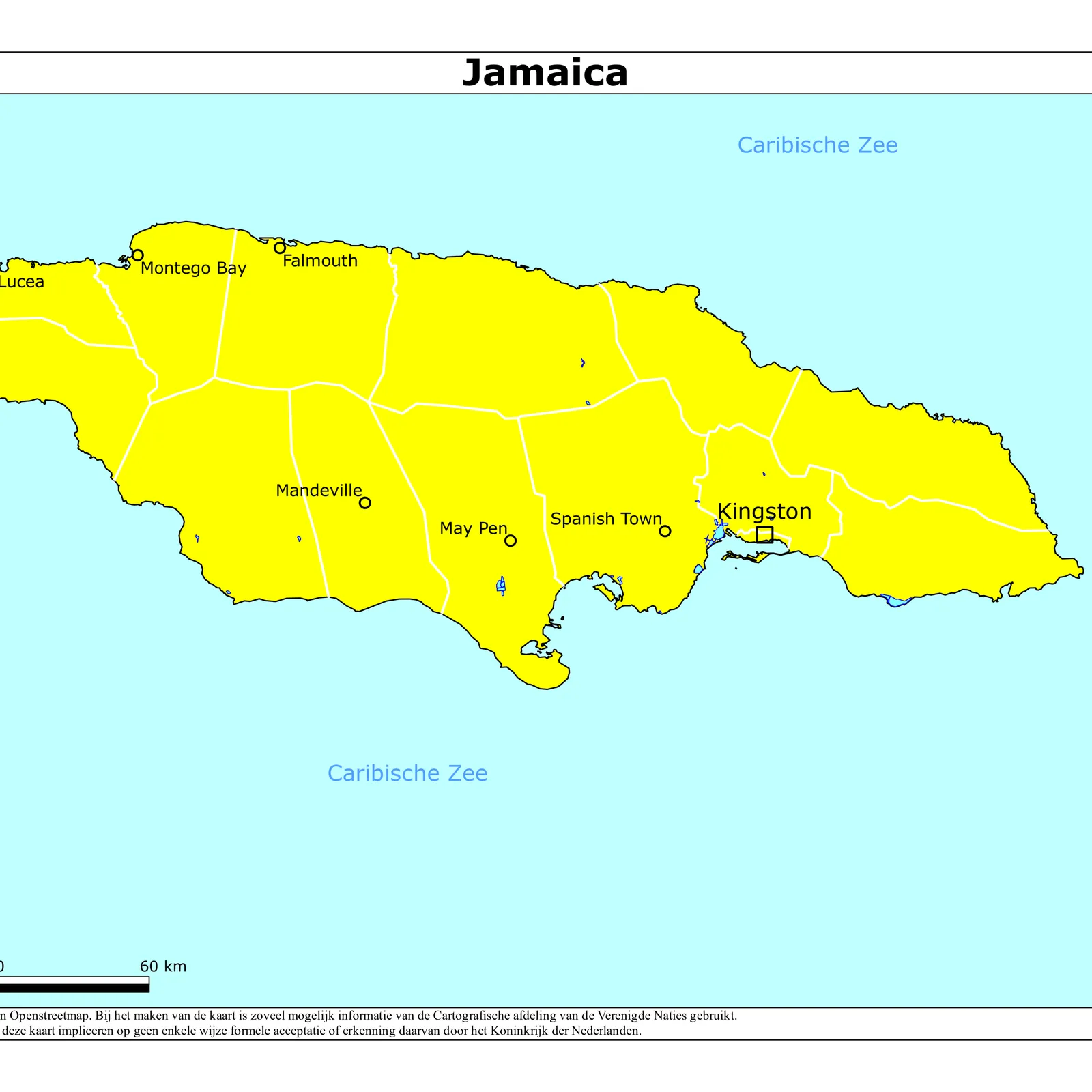 Grote kaart van Jamaica