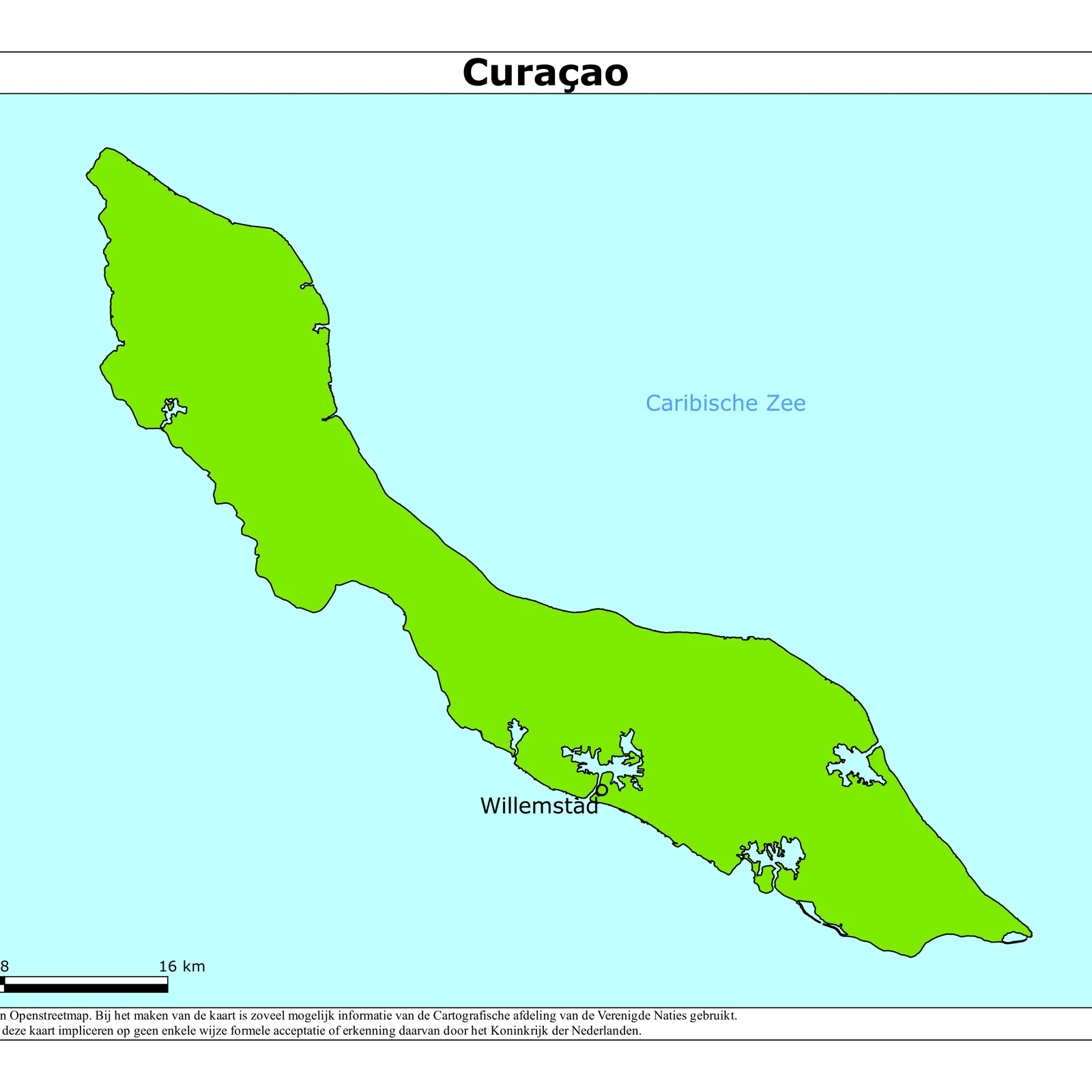 Grote kaart van Curaçao