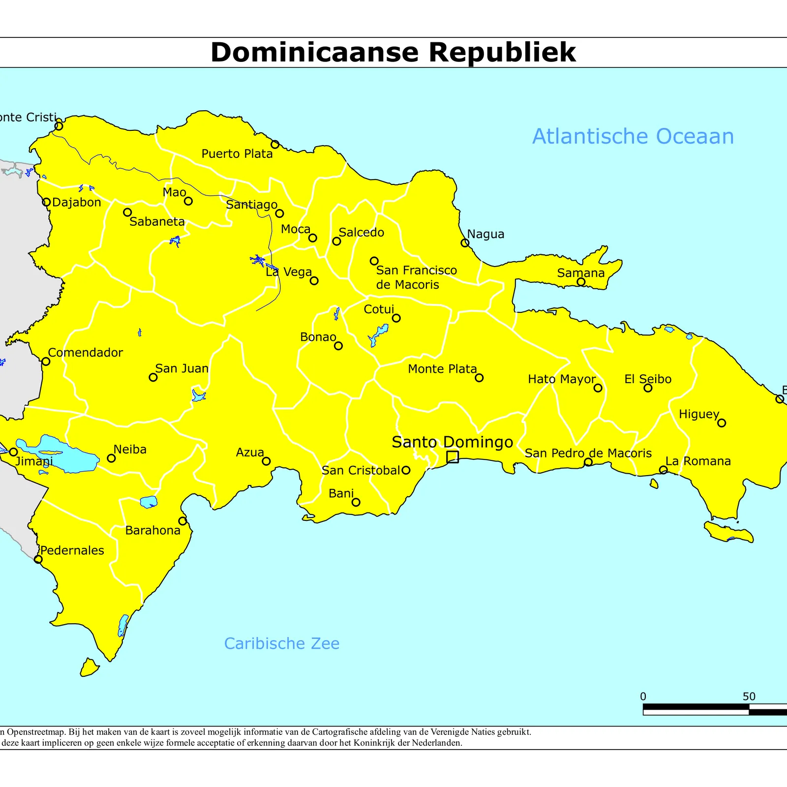 Grote kaart van Dominicaanse Republiek