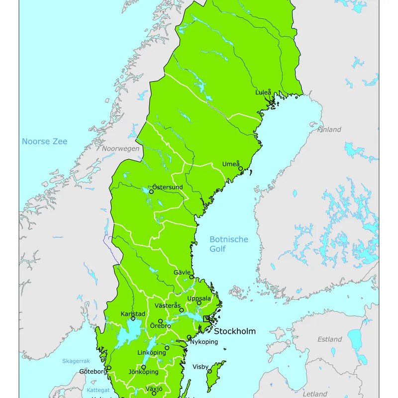 Kaart van Zweden