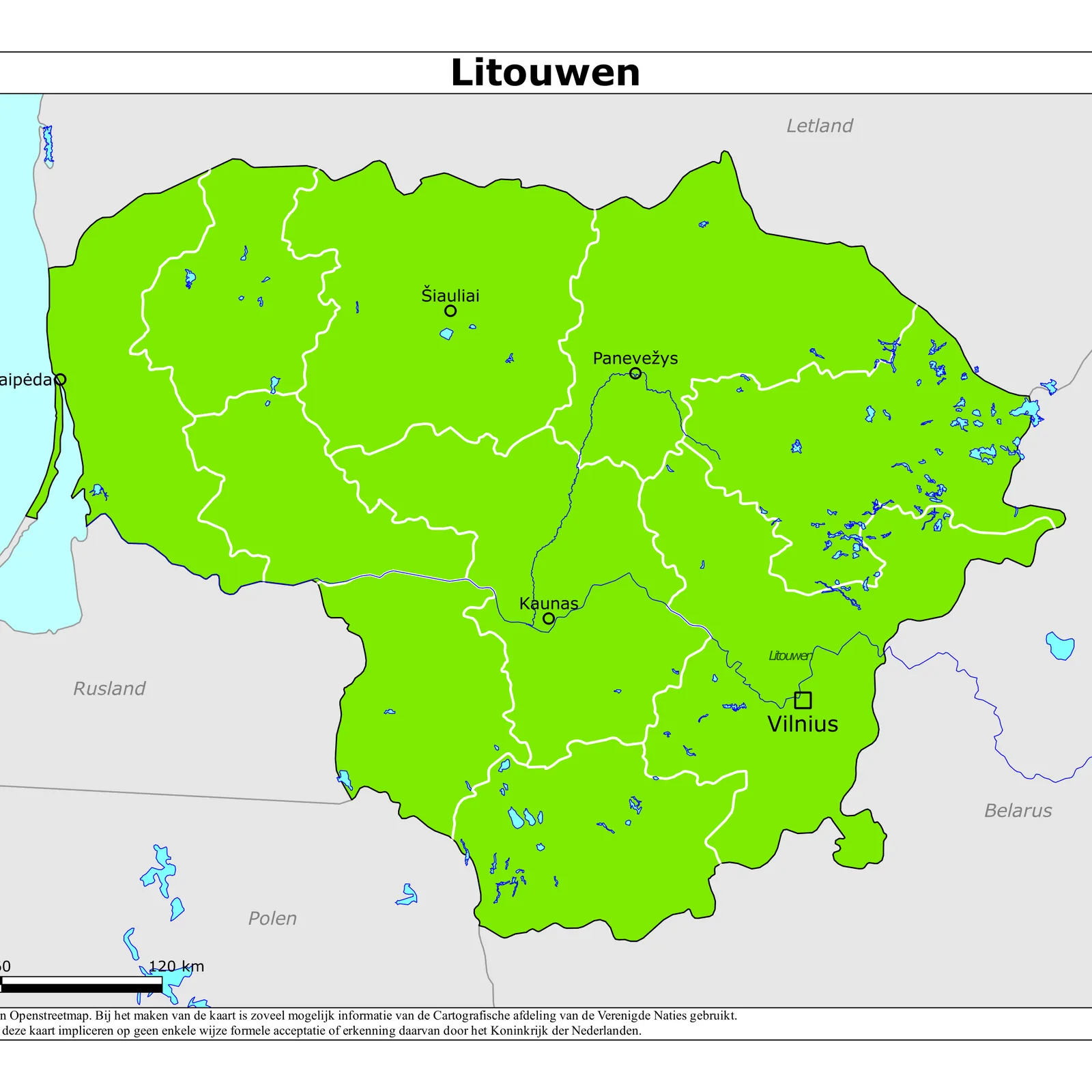 Grote kaart van Litouwen