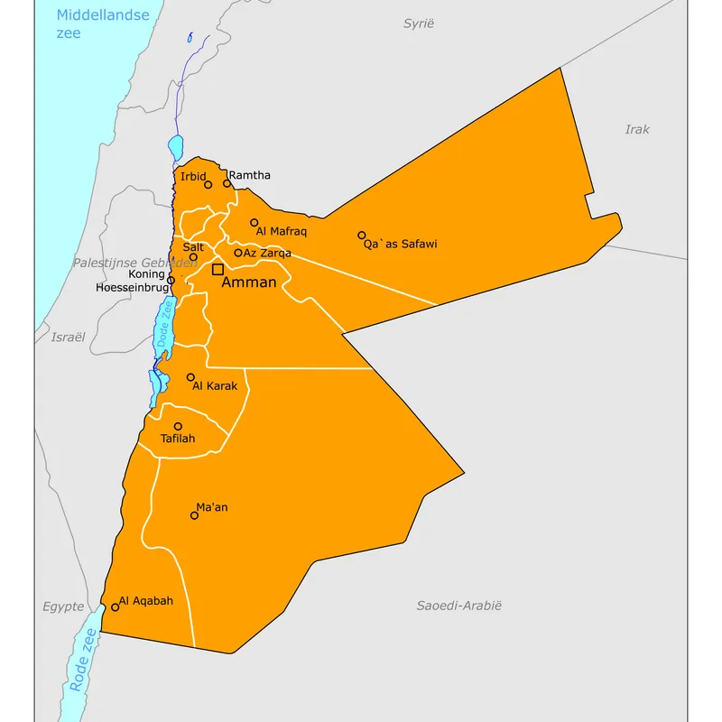 Kaart van Jordanië