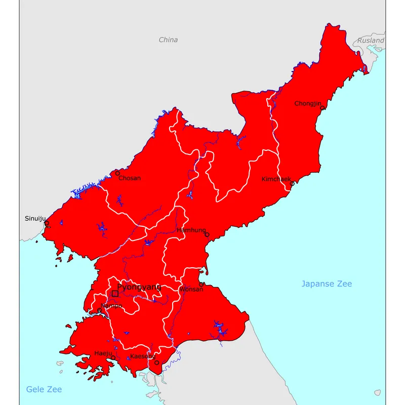 Kaart van Noord-Korea