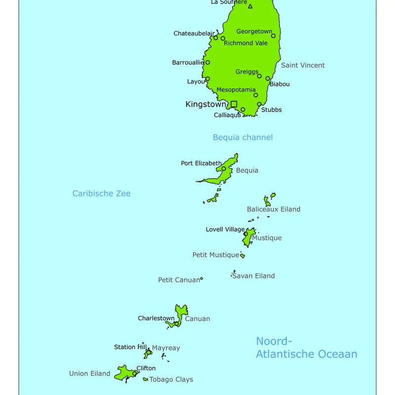 Kaart van Saint Vincent en de Grenadines