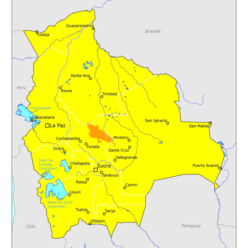 Kaart van Bolivia