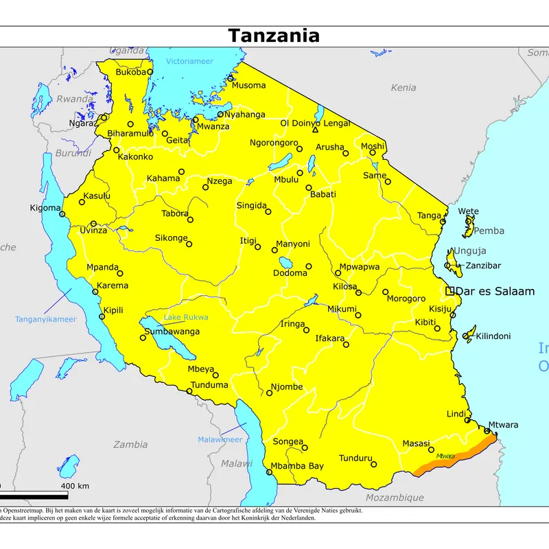 Kaart van Tanzania