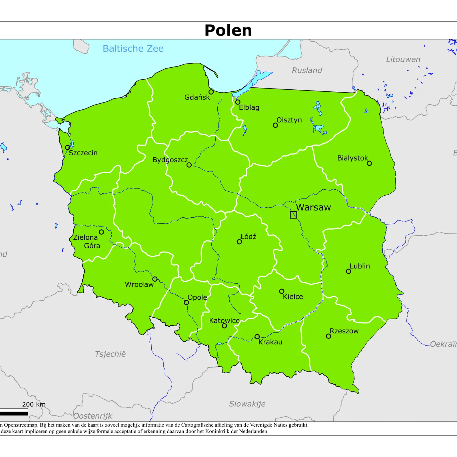 Grote kaart van Polen