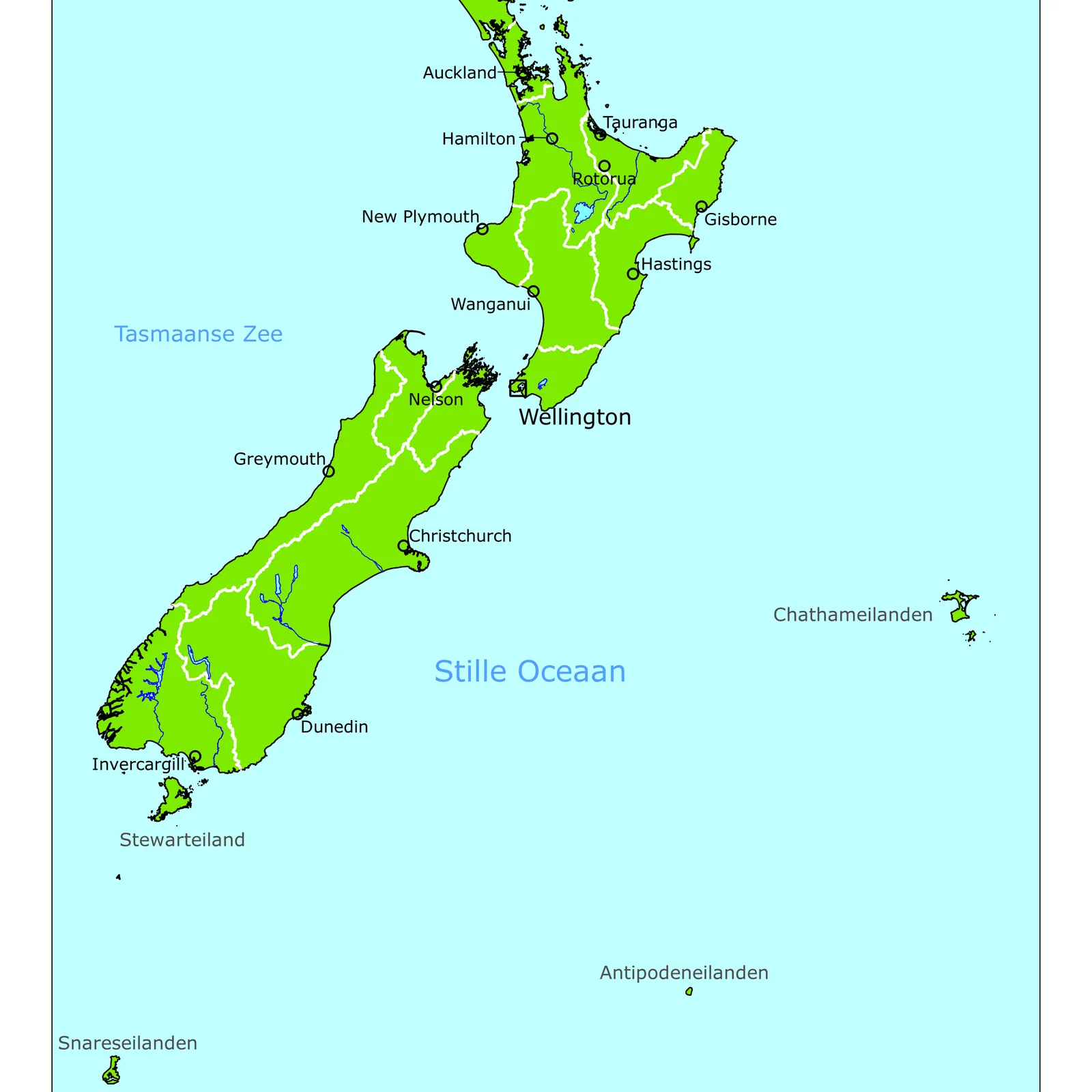 Grote kaart van Nieuw-Zeeland