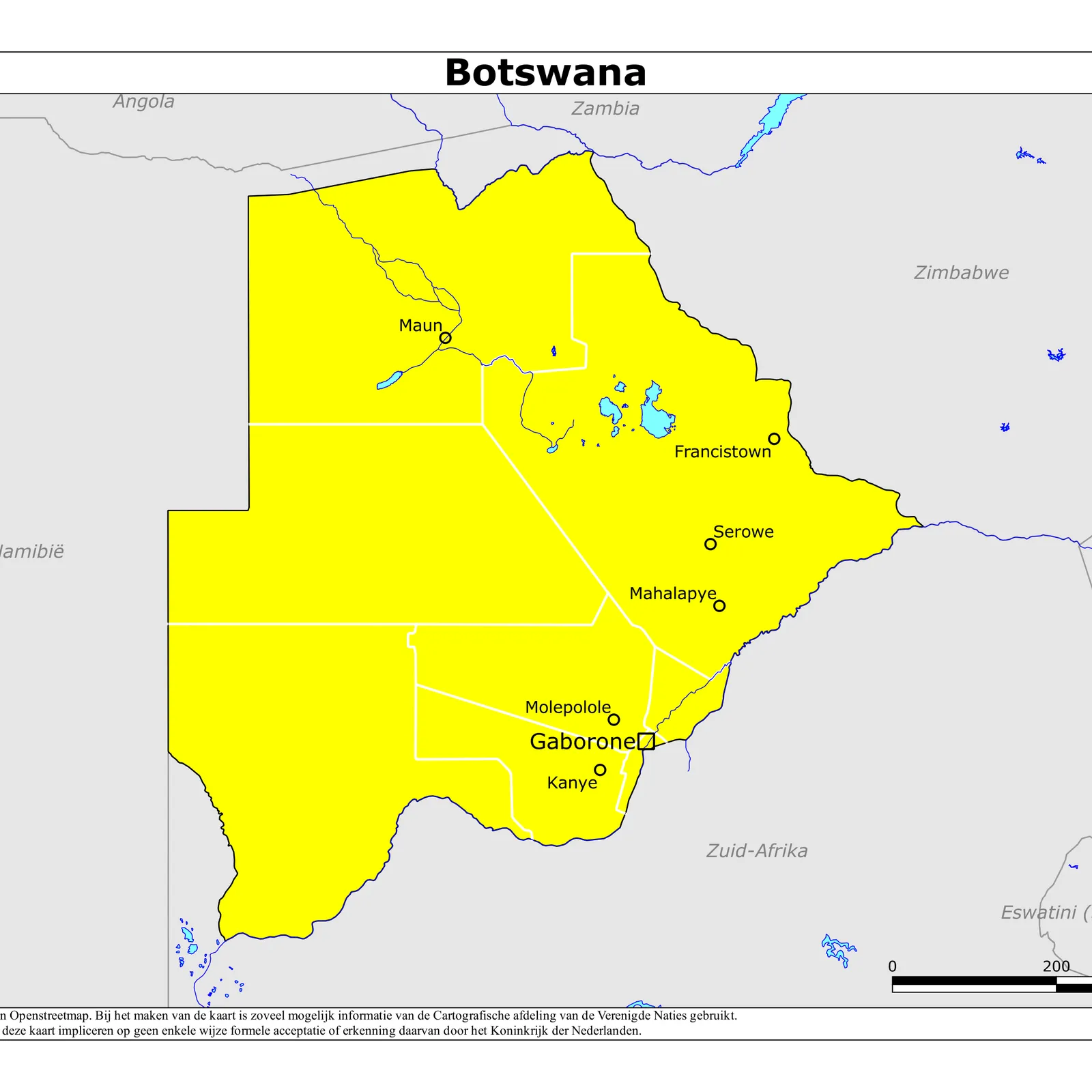 Grote kaart van Botswana
