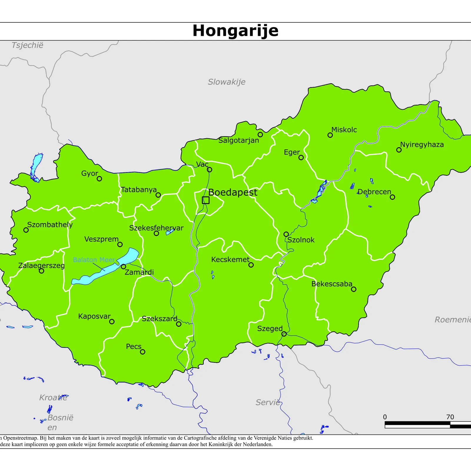 Grote kaart van Hongarije