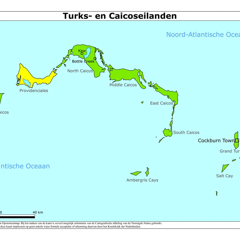 Kaart van Turks- en Caicoseilanden