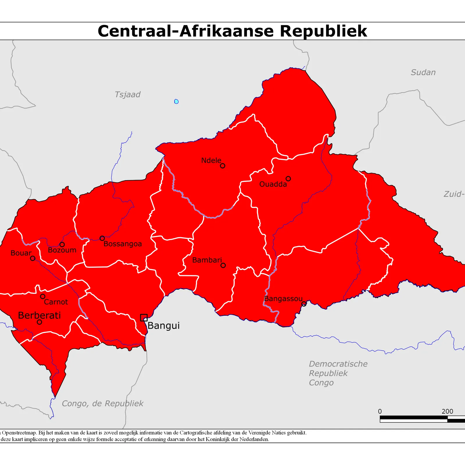 Grote kaart van Centraal-Afrikaanse Republiek