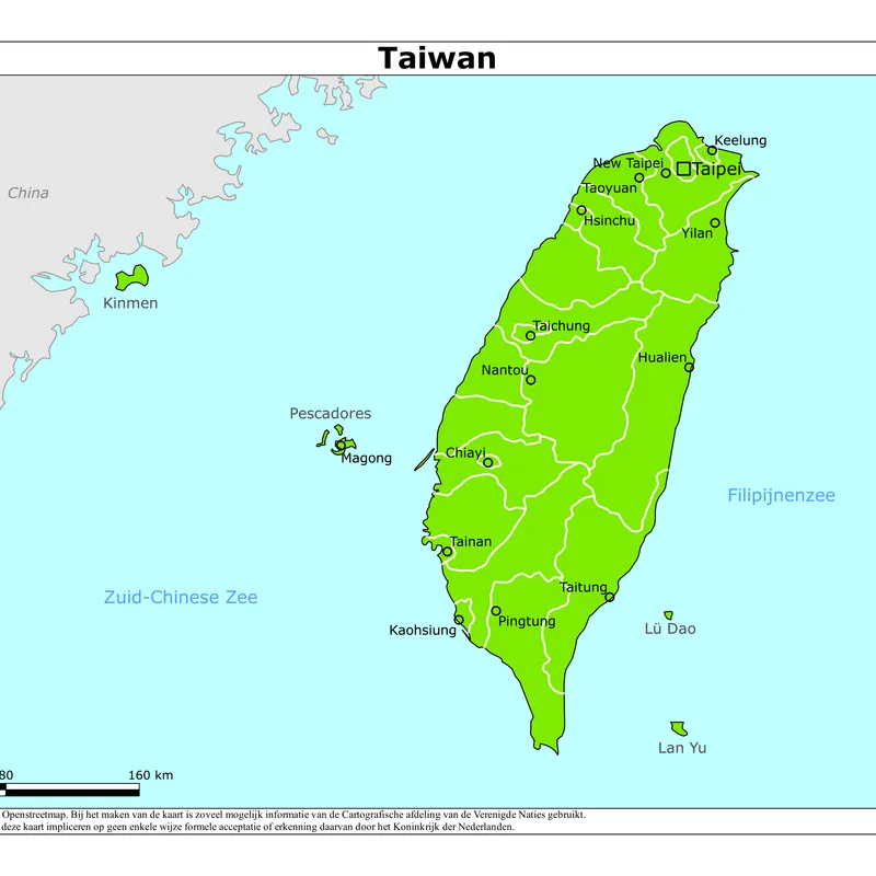 Kaart van Taiwan