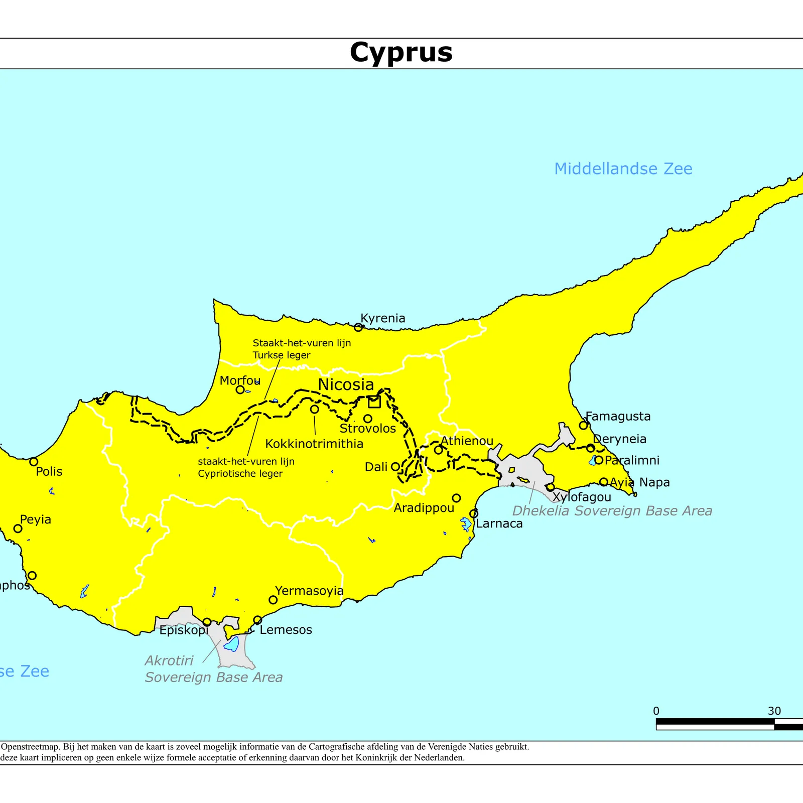 Grote kaart van Cyprus