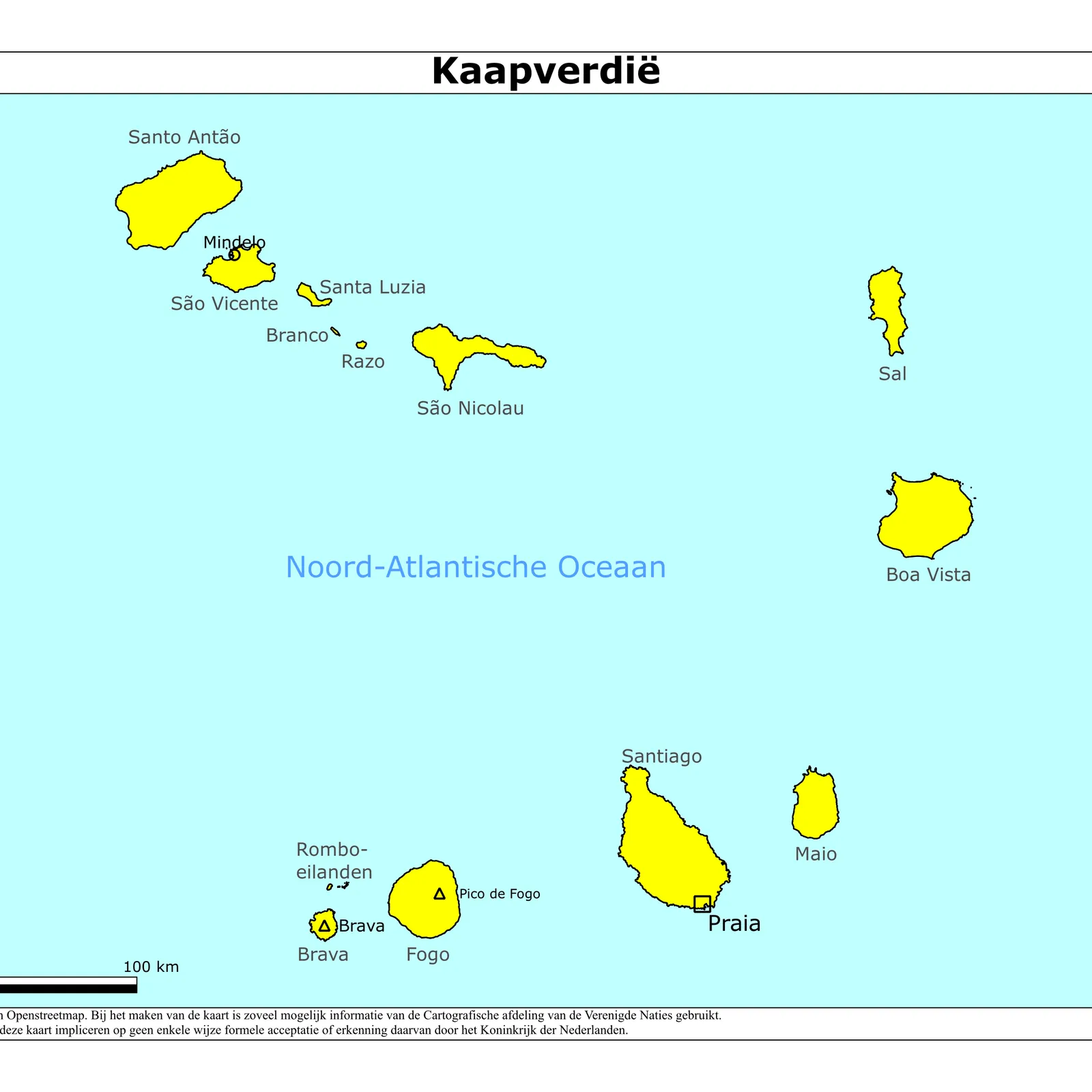 Grote kaart van Kaapverdië