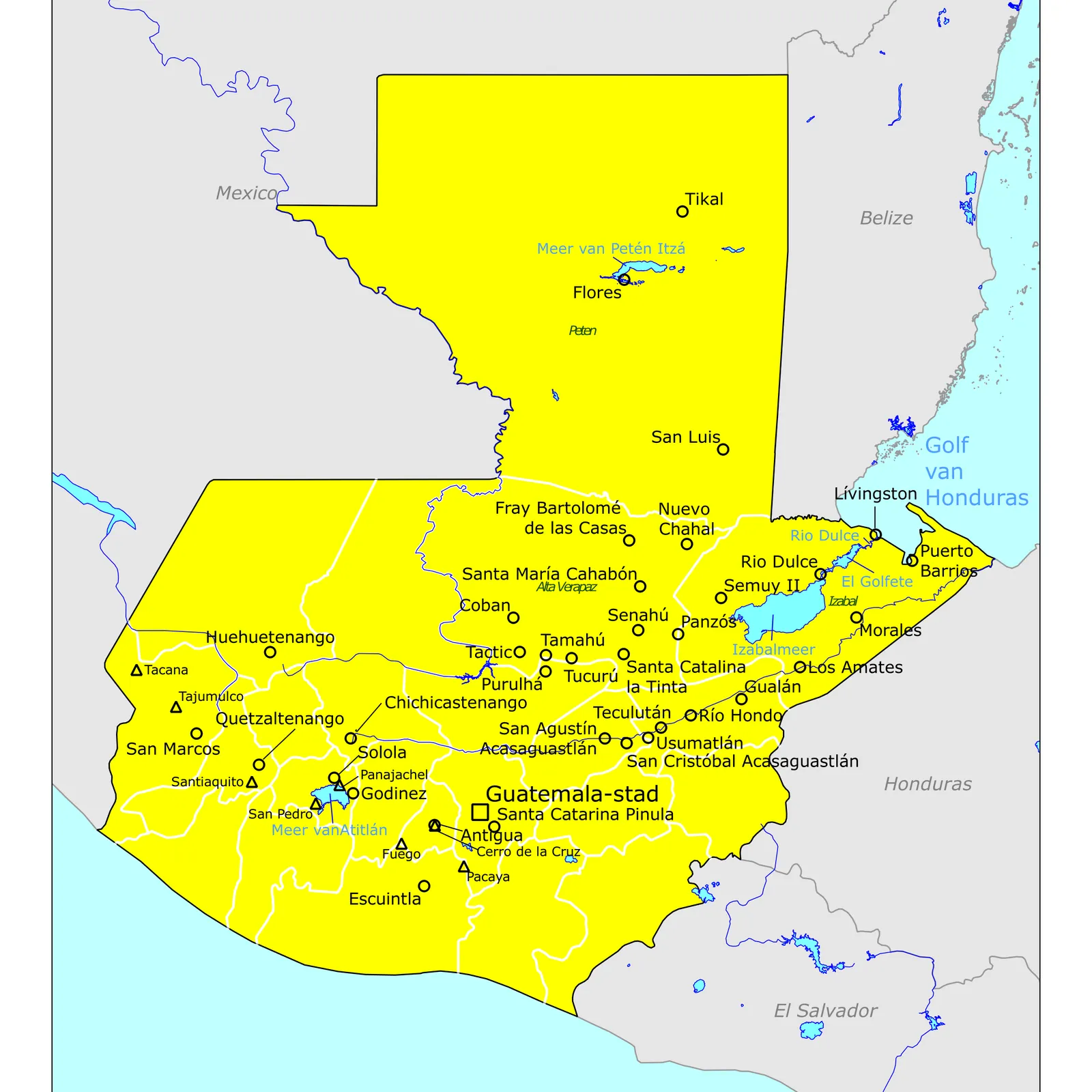 Grote kaart van Guatemala