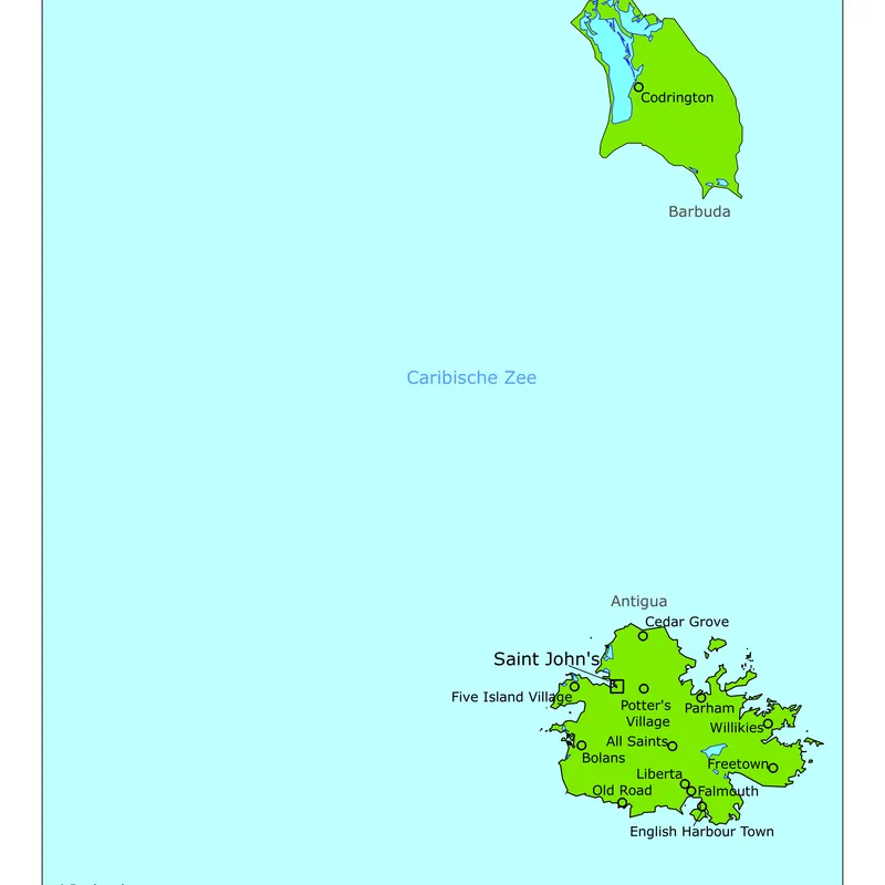 Kaart van Antigua en Barbuda