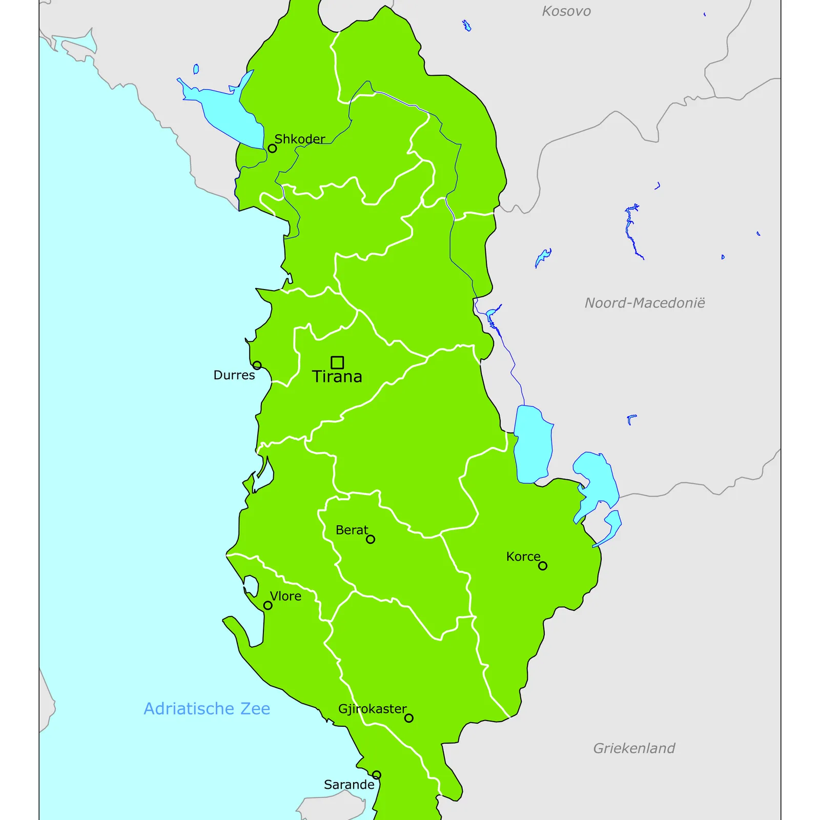 Grote kaart van Albanië