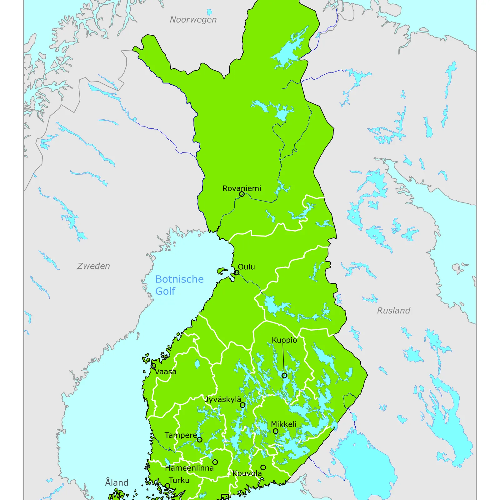 Grote kaart van Finland