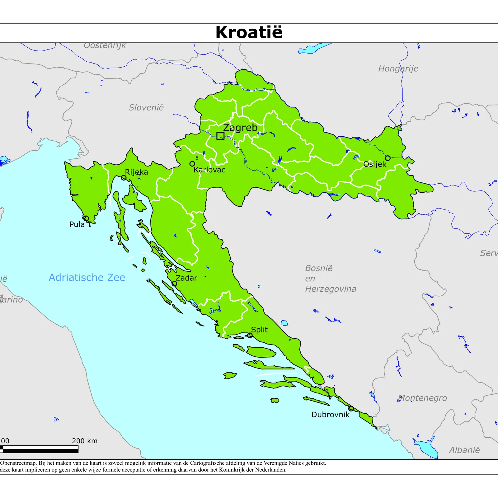 Grote kaart van Kroatië