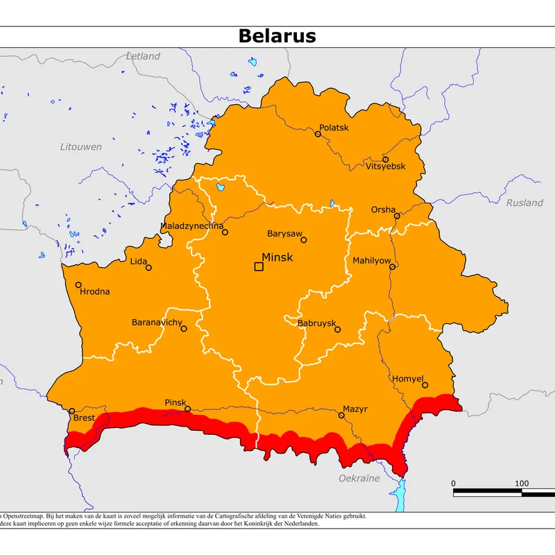 Kaart van Belarus (Wit-Rusland)