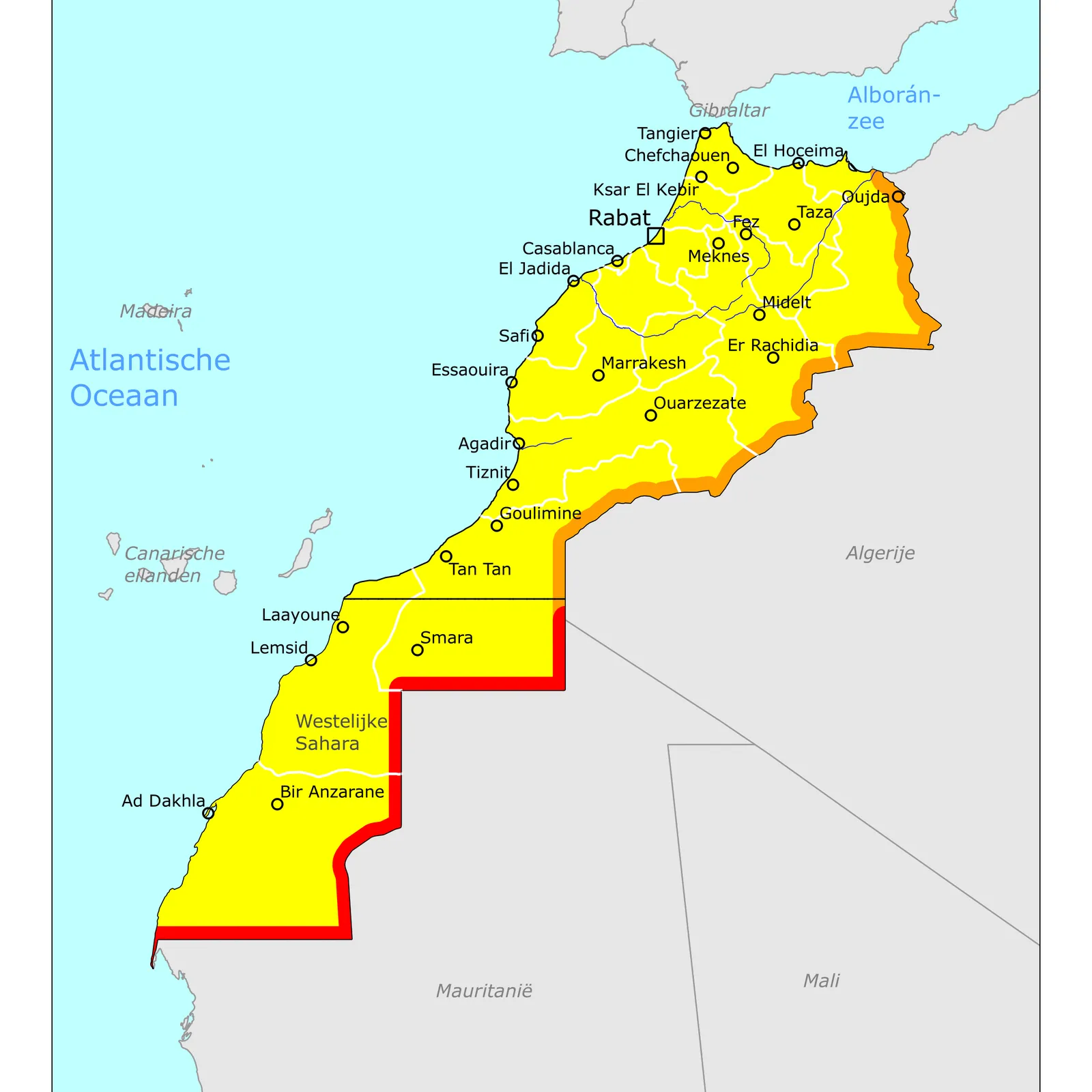 Grote kaart van Marokko