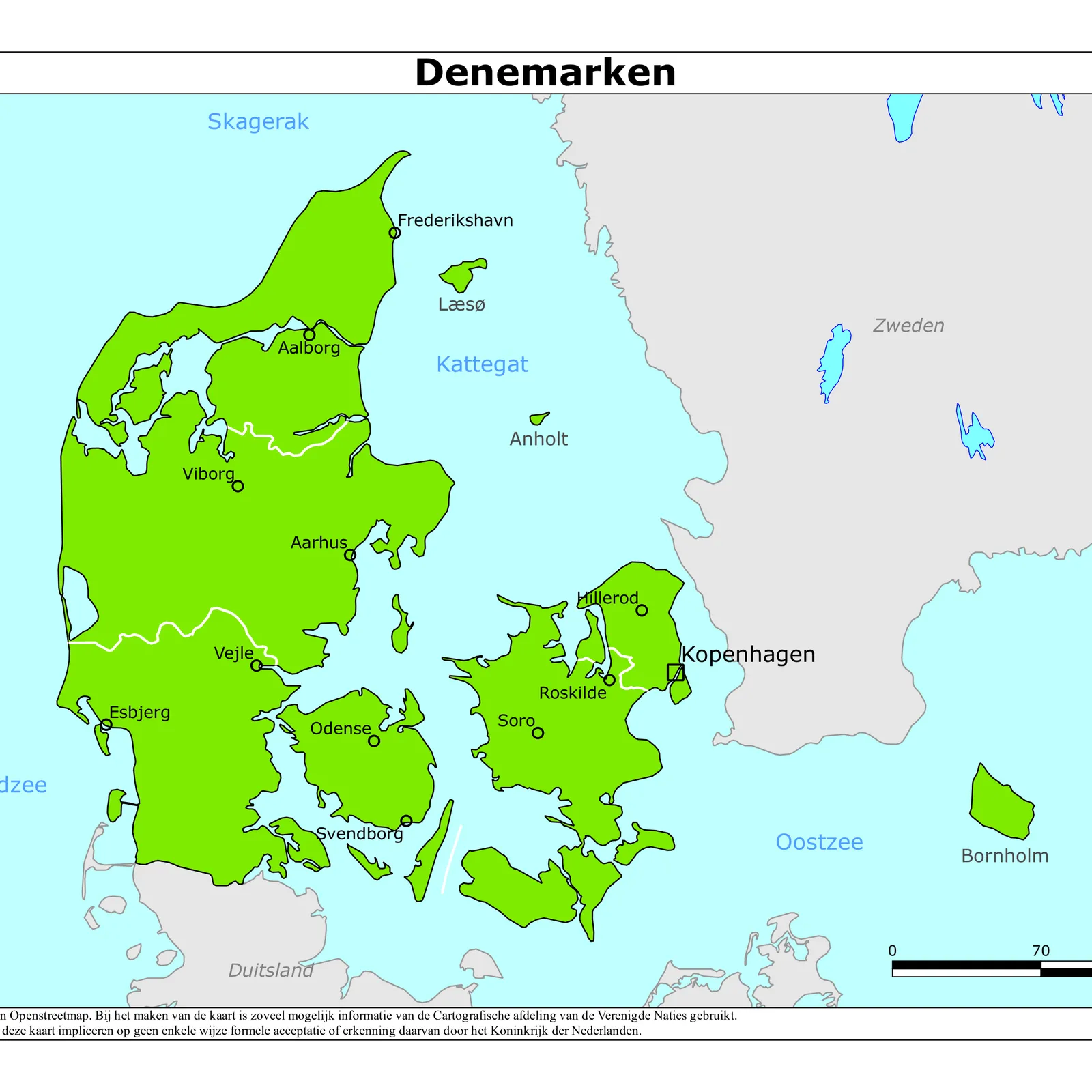 Grote kaart van Denemarken