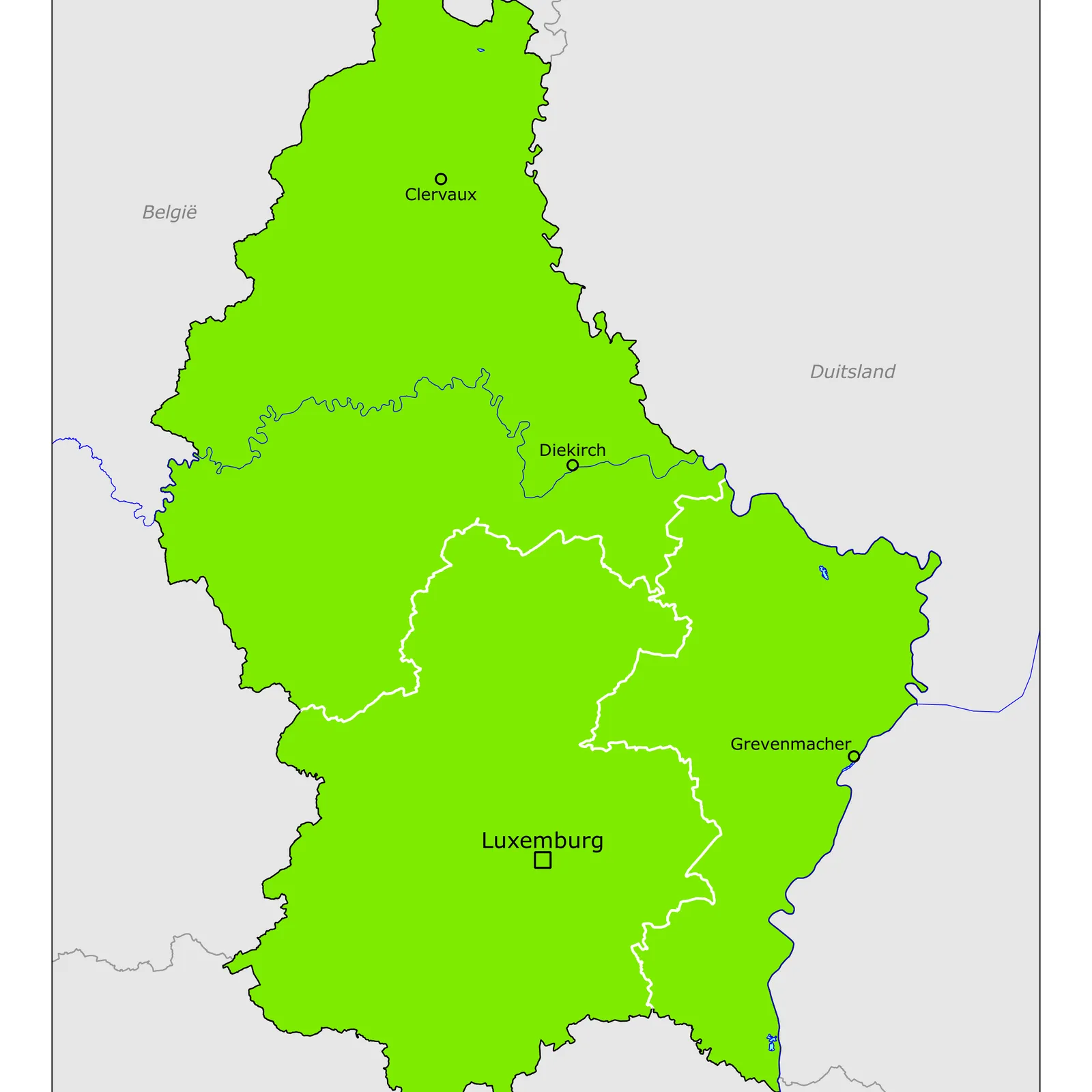 Grote kaart van Luxemburg