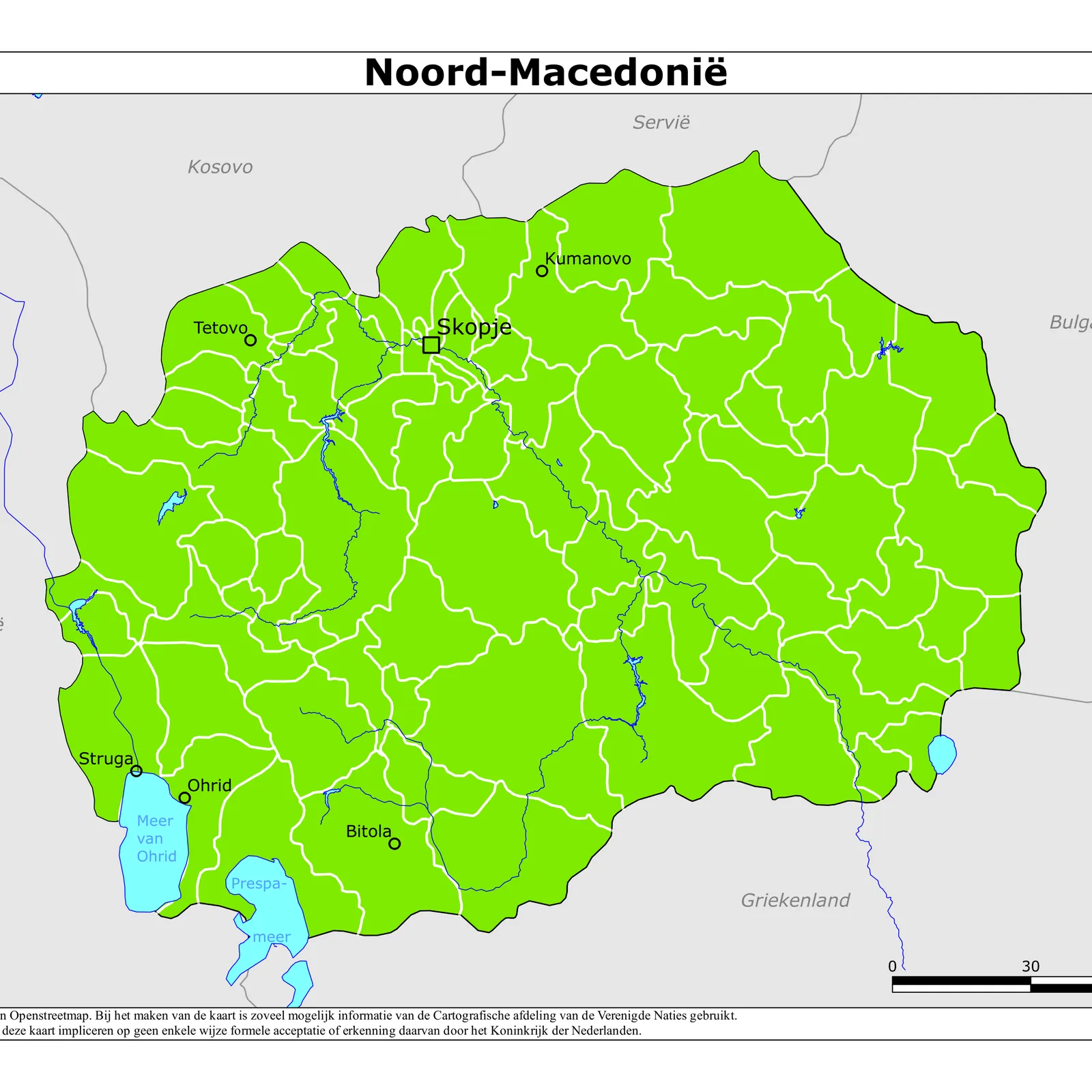 Grote kaart van Noord-Macedonië