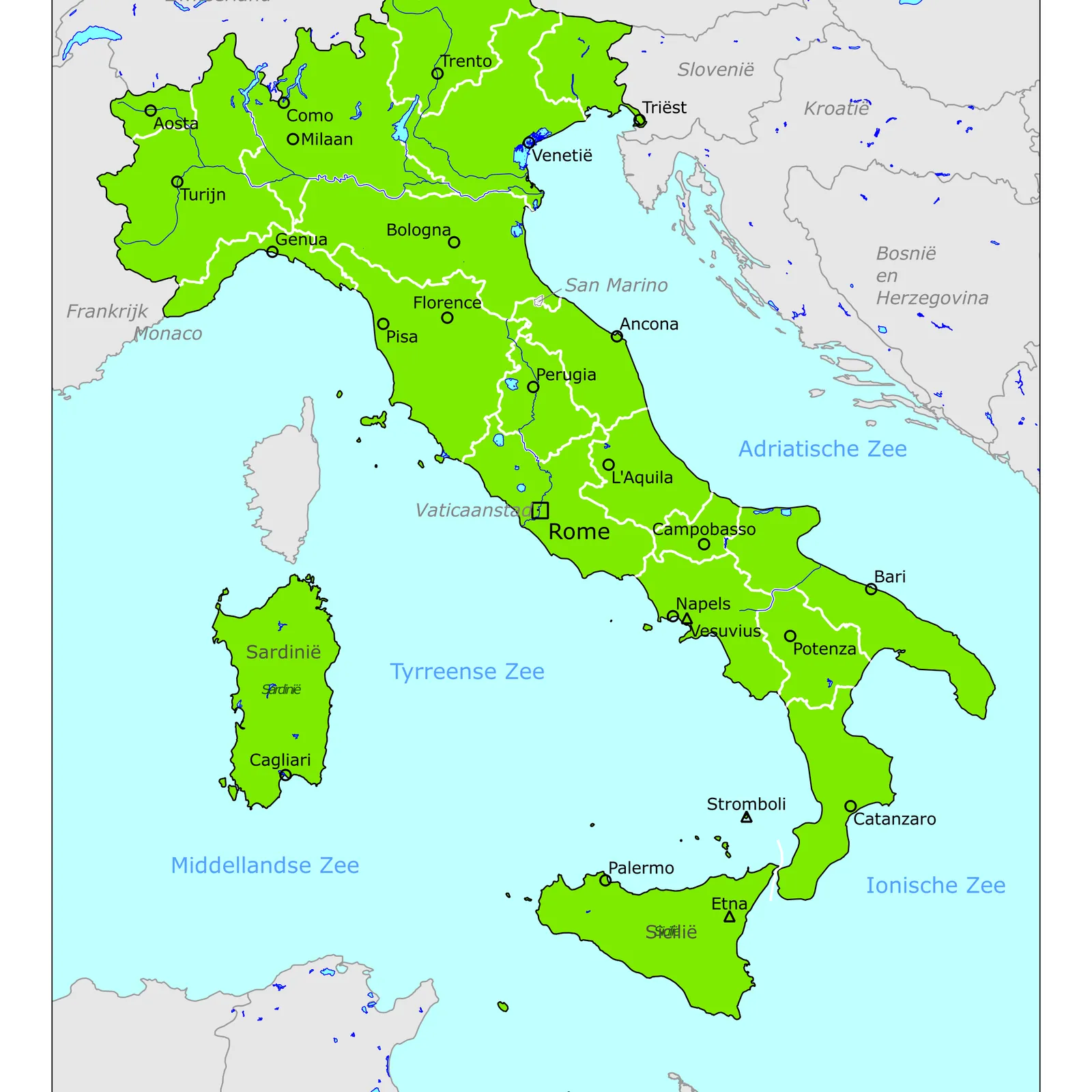 Grote kaart van Italië