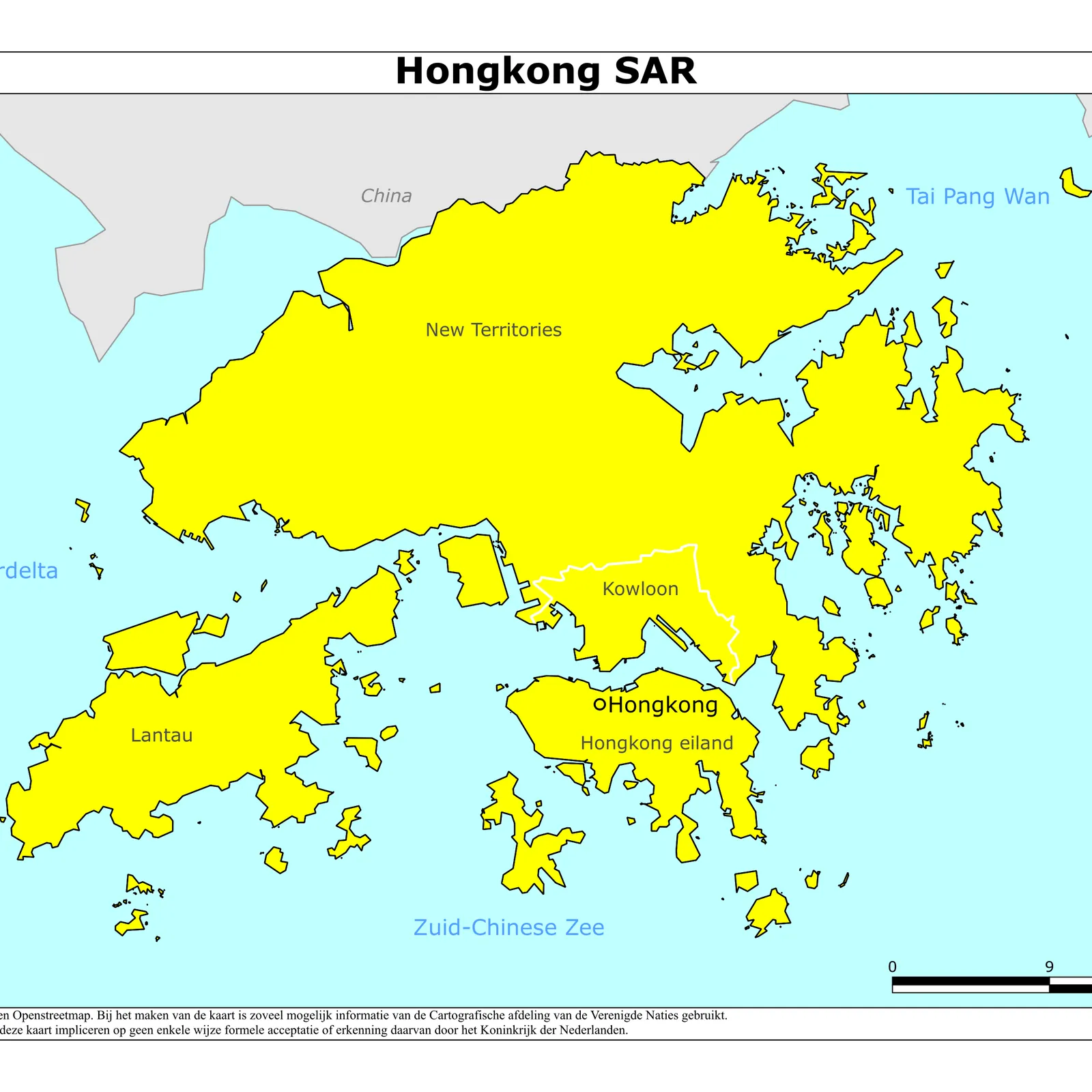 Grote kaart van Hongkong SAR van China