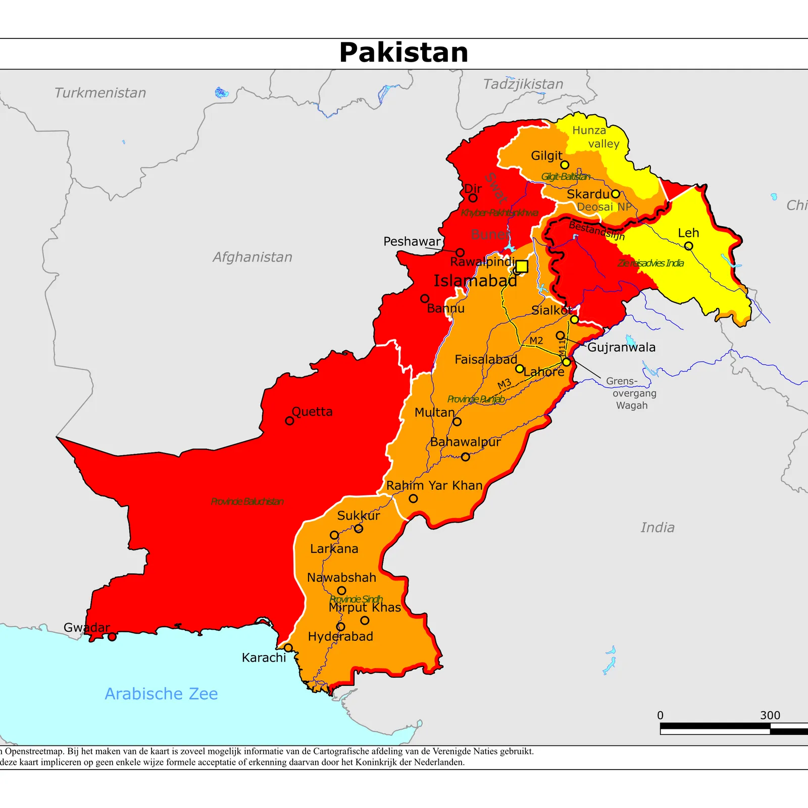 Grote kaart van Pakistan