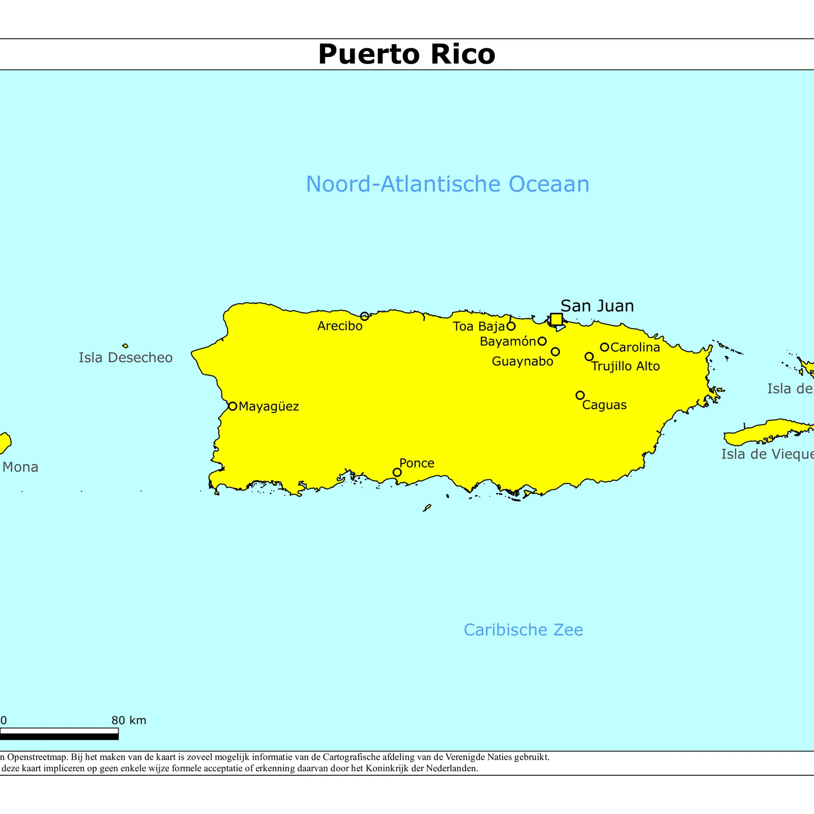 Grote kaart van Puerto Rico