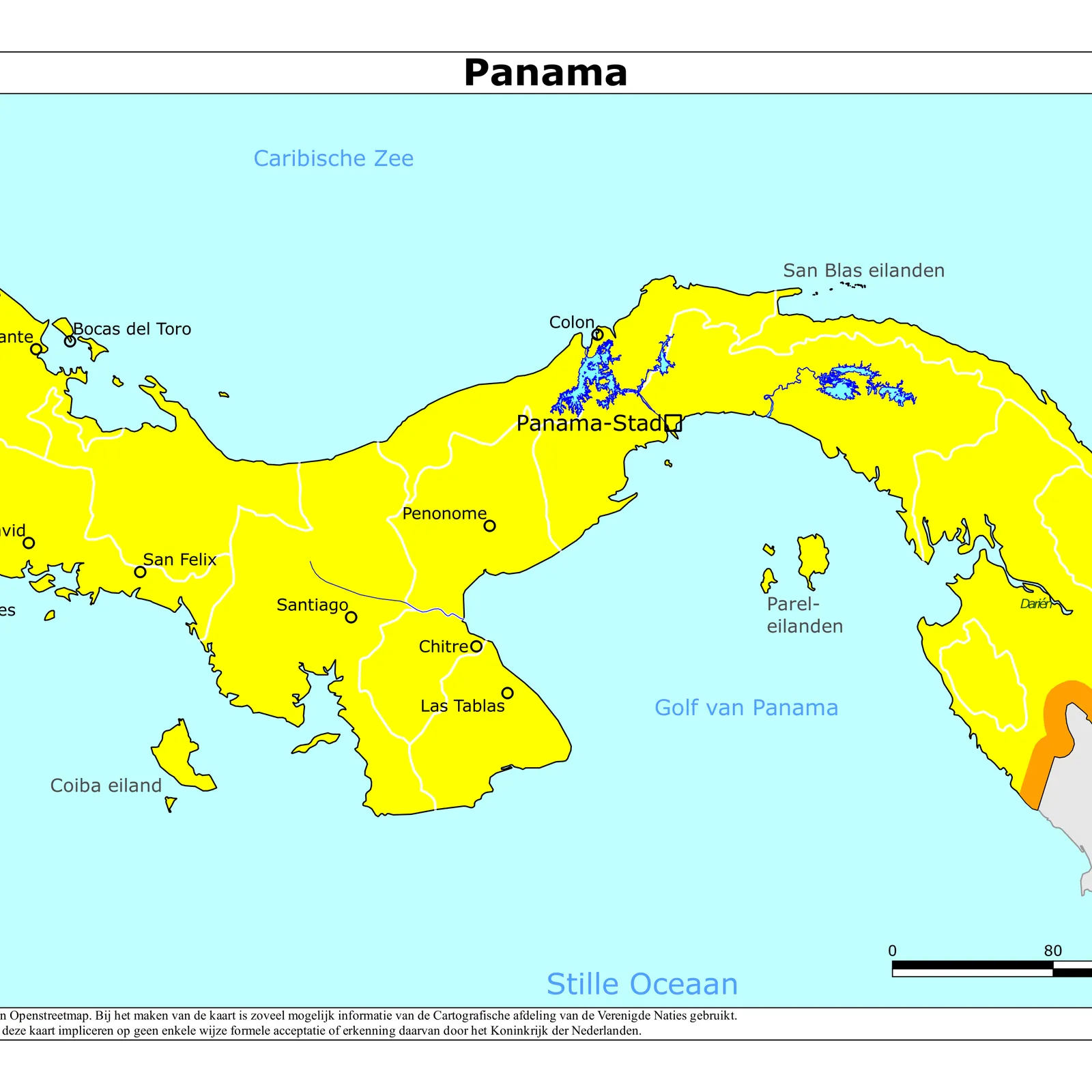 Grote kaart van Panama