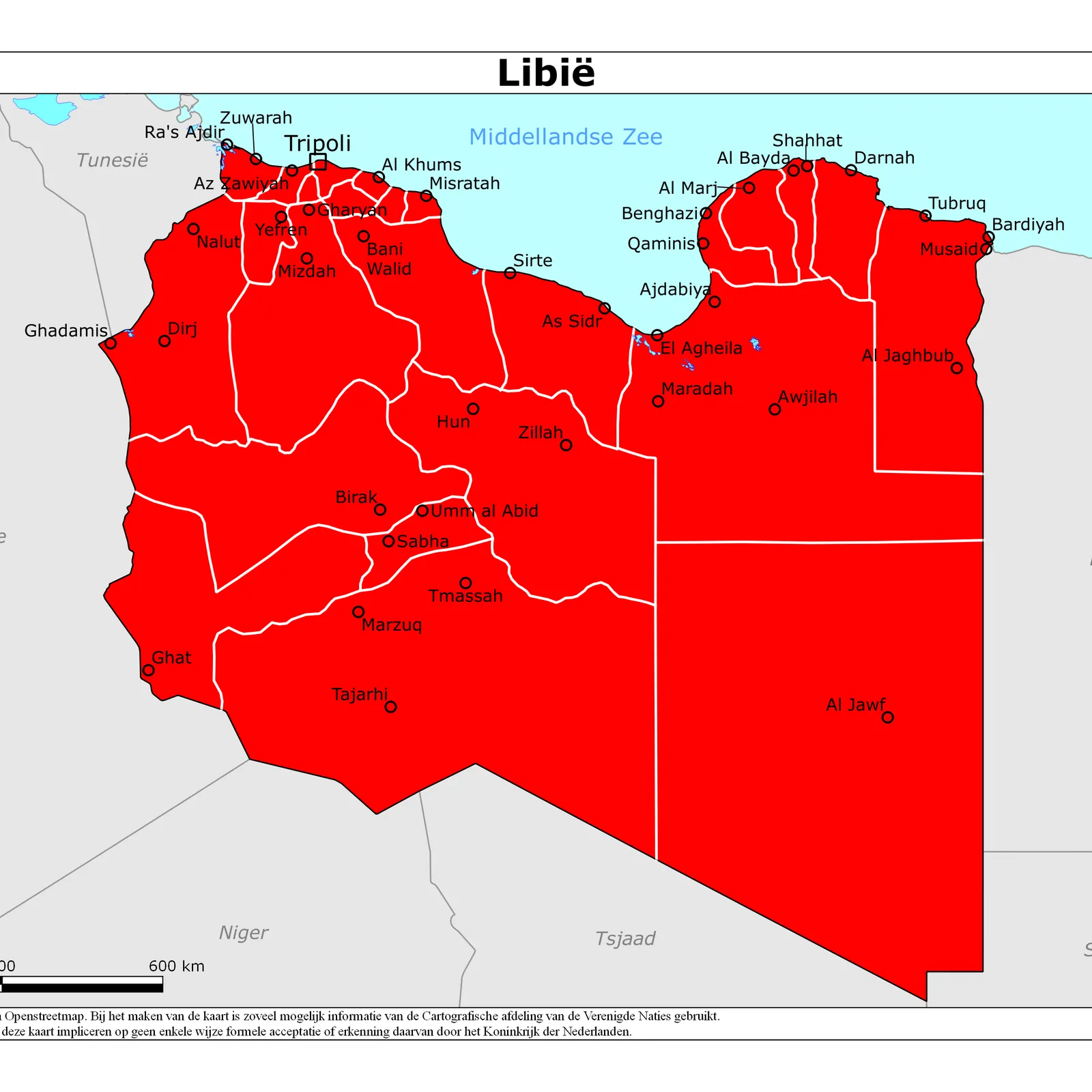 Grote kaart van Libië
