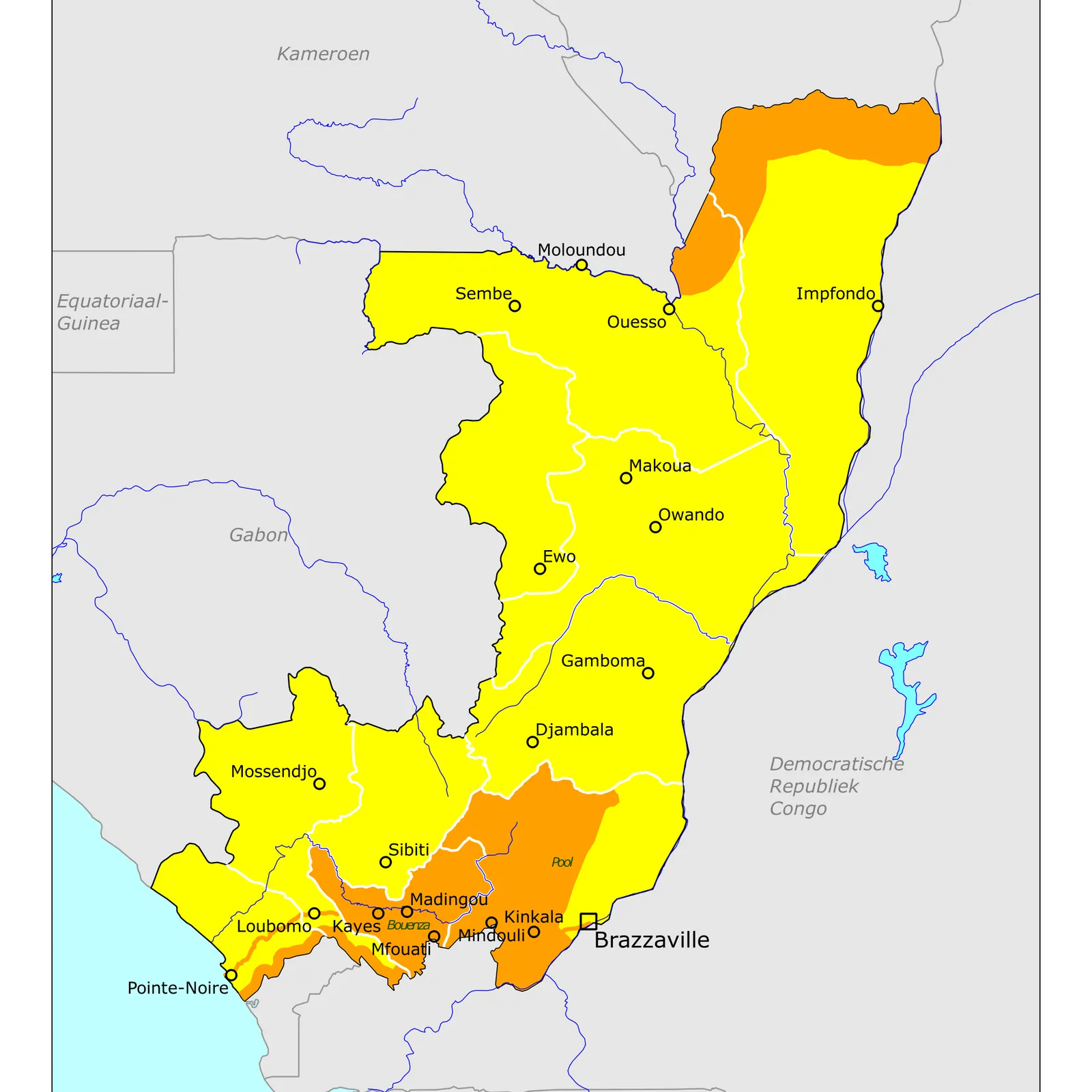 Grote kaart van Congo, de Republiek
