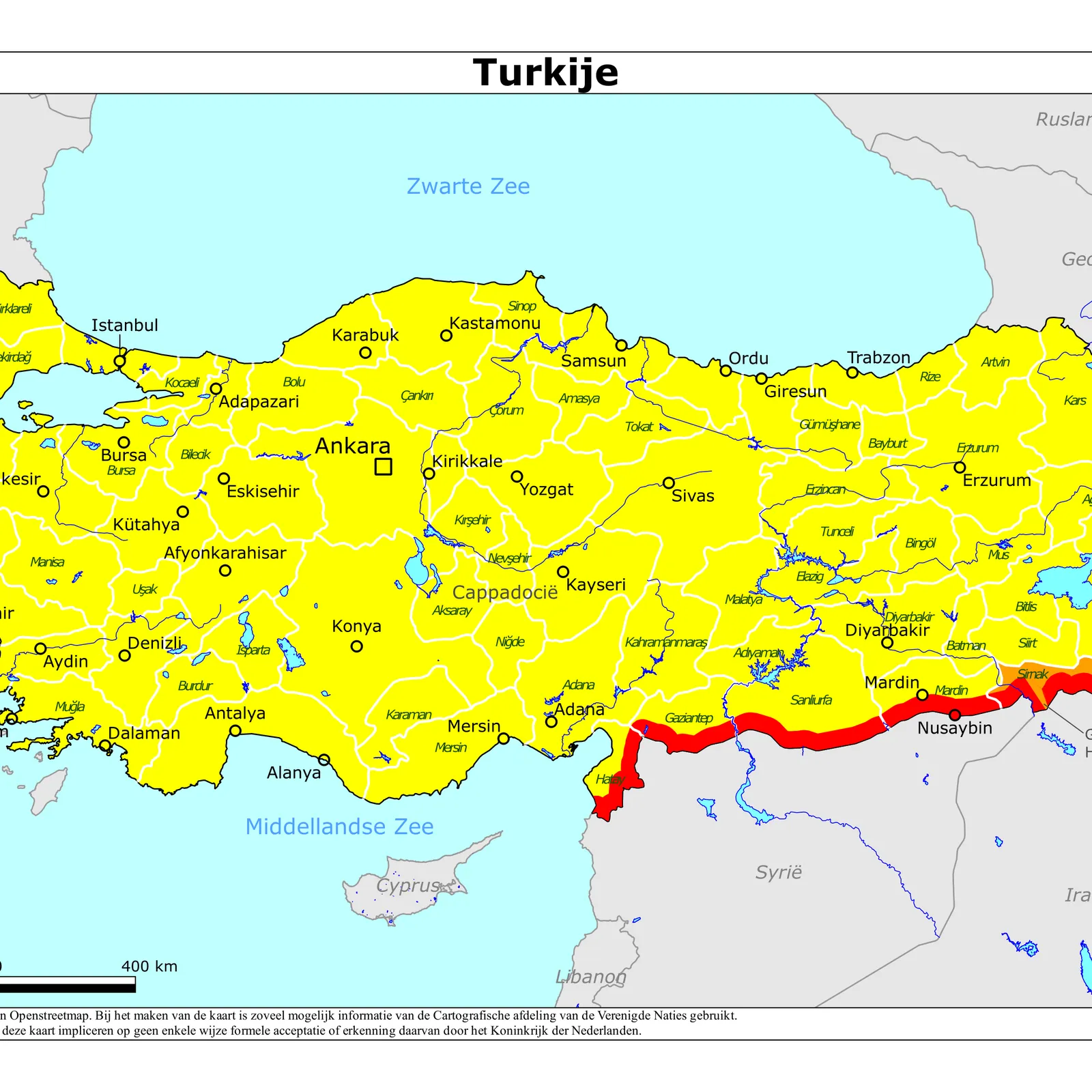 Grote kaart van Turkije