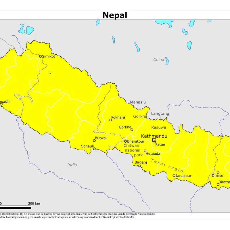 Kaart van Nepal