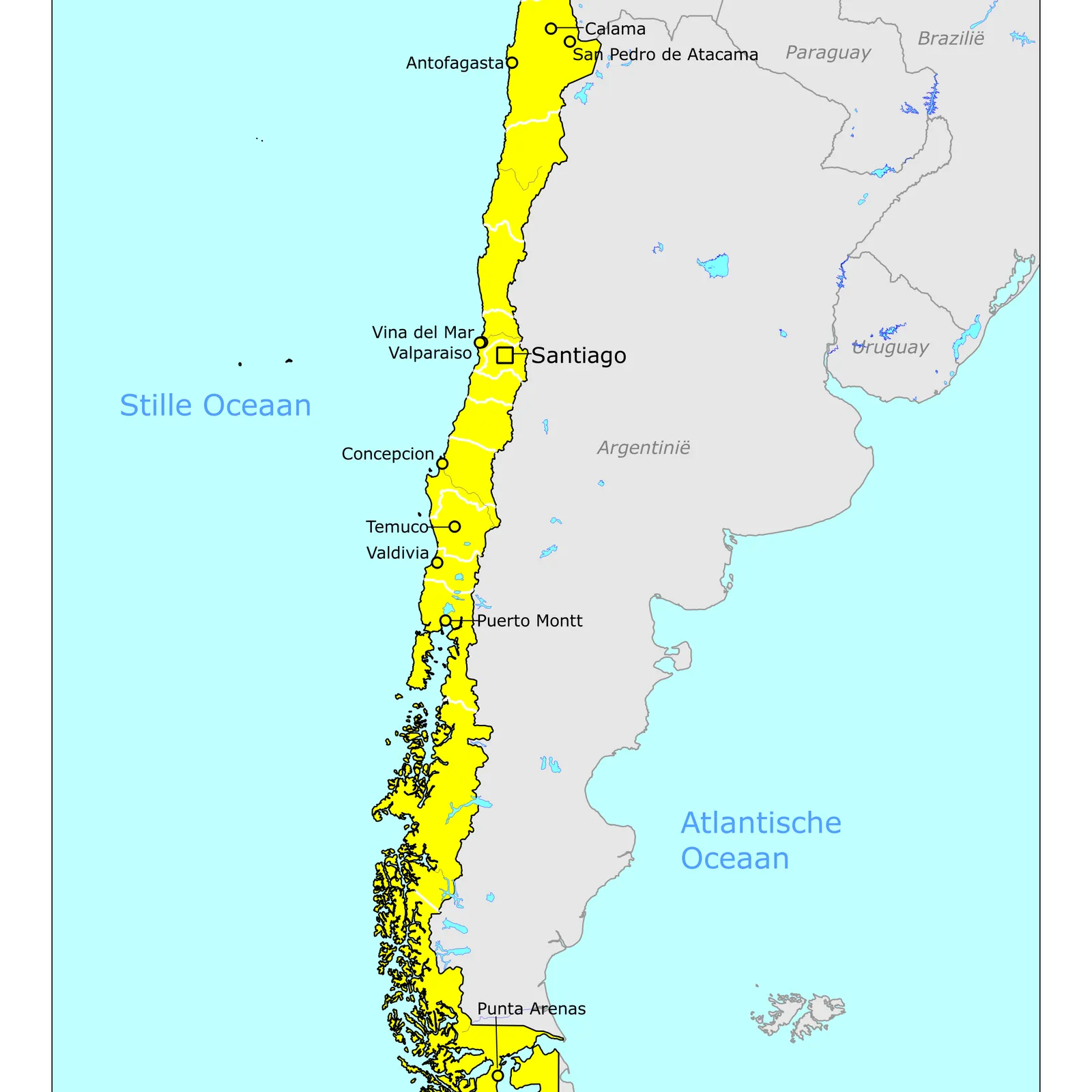 Grote kaart van Chili