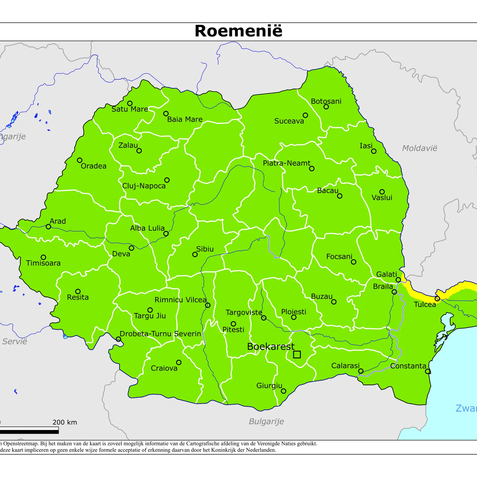 Grote kaart van Roemenië