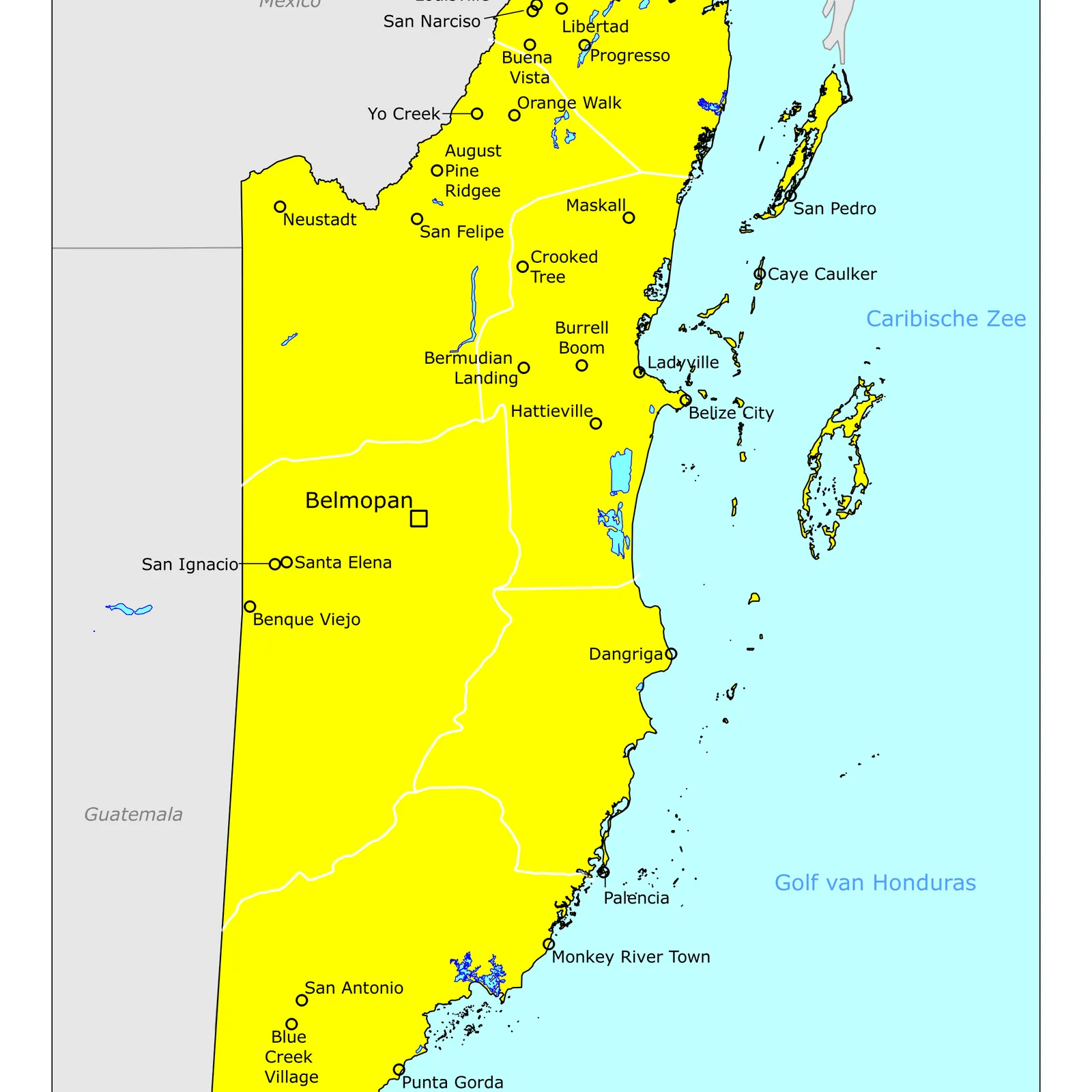 Grote kaart van Belize