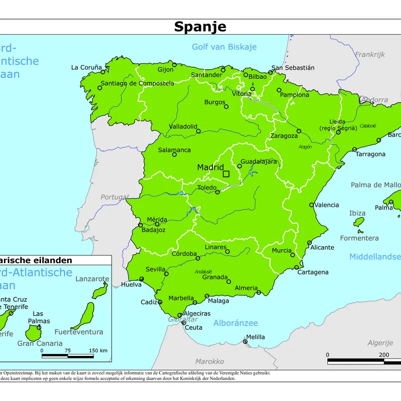 Kaart van Spanje