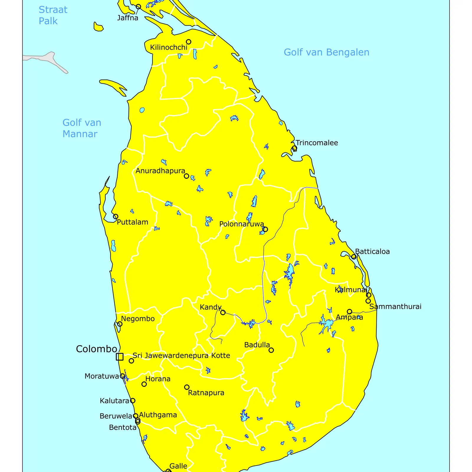 Grote kaart van Sri Lanka