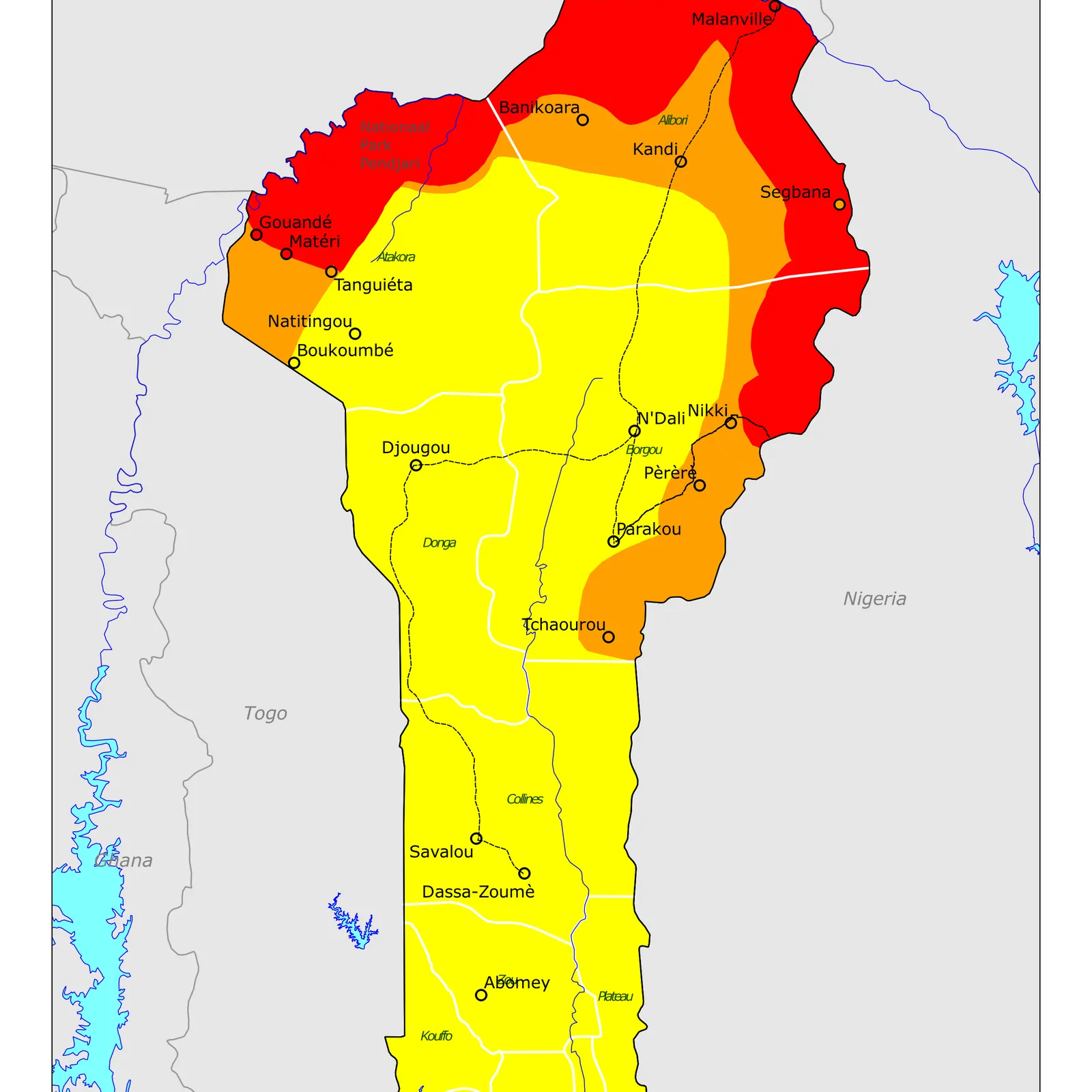 Grote kaart van Benin