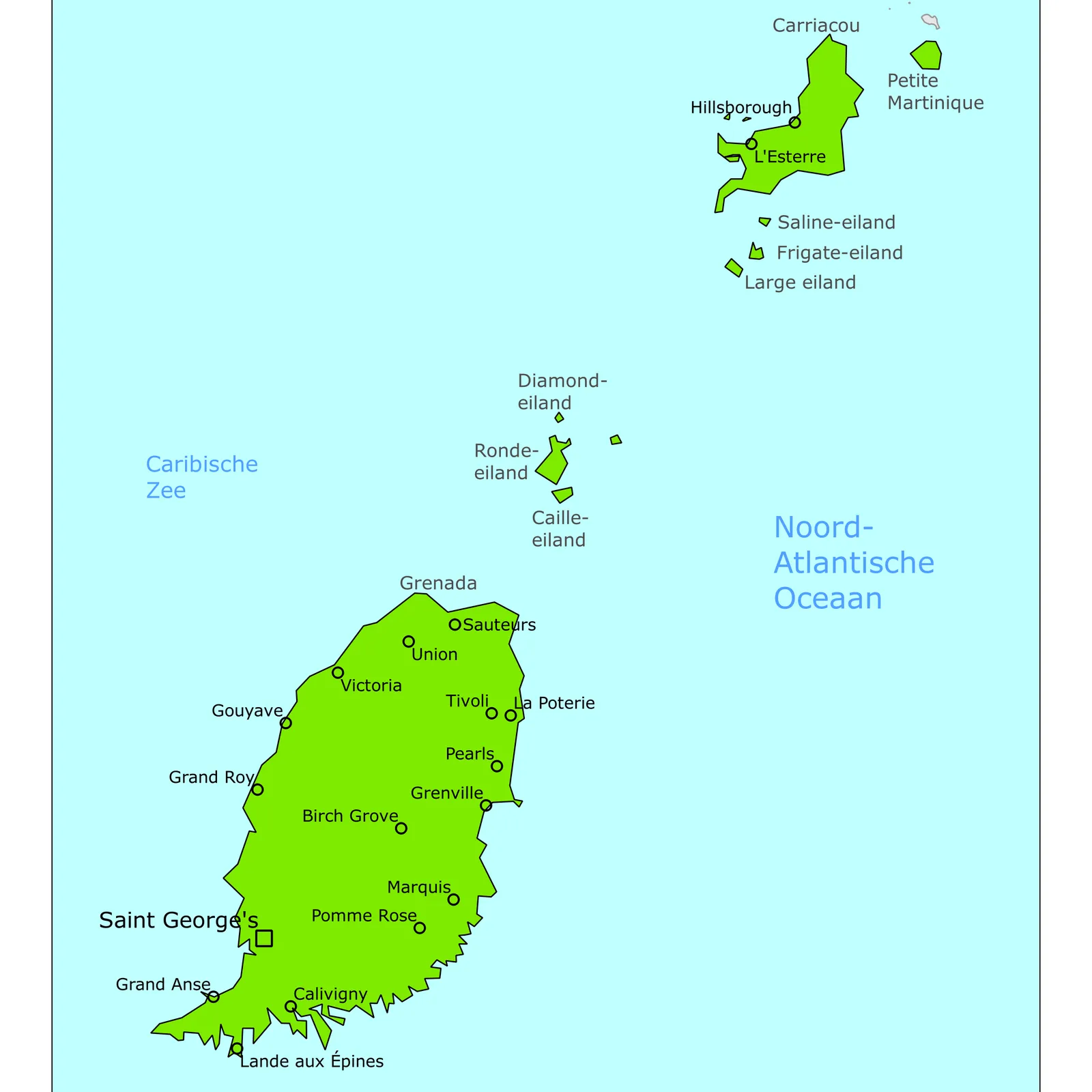 Grote kaart van Grenada