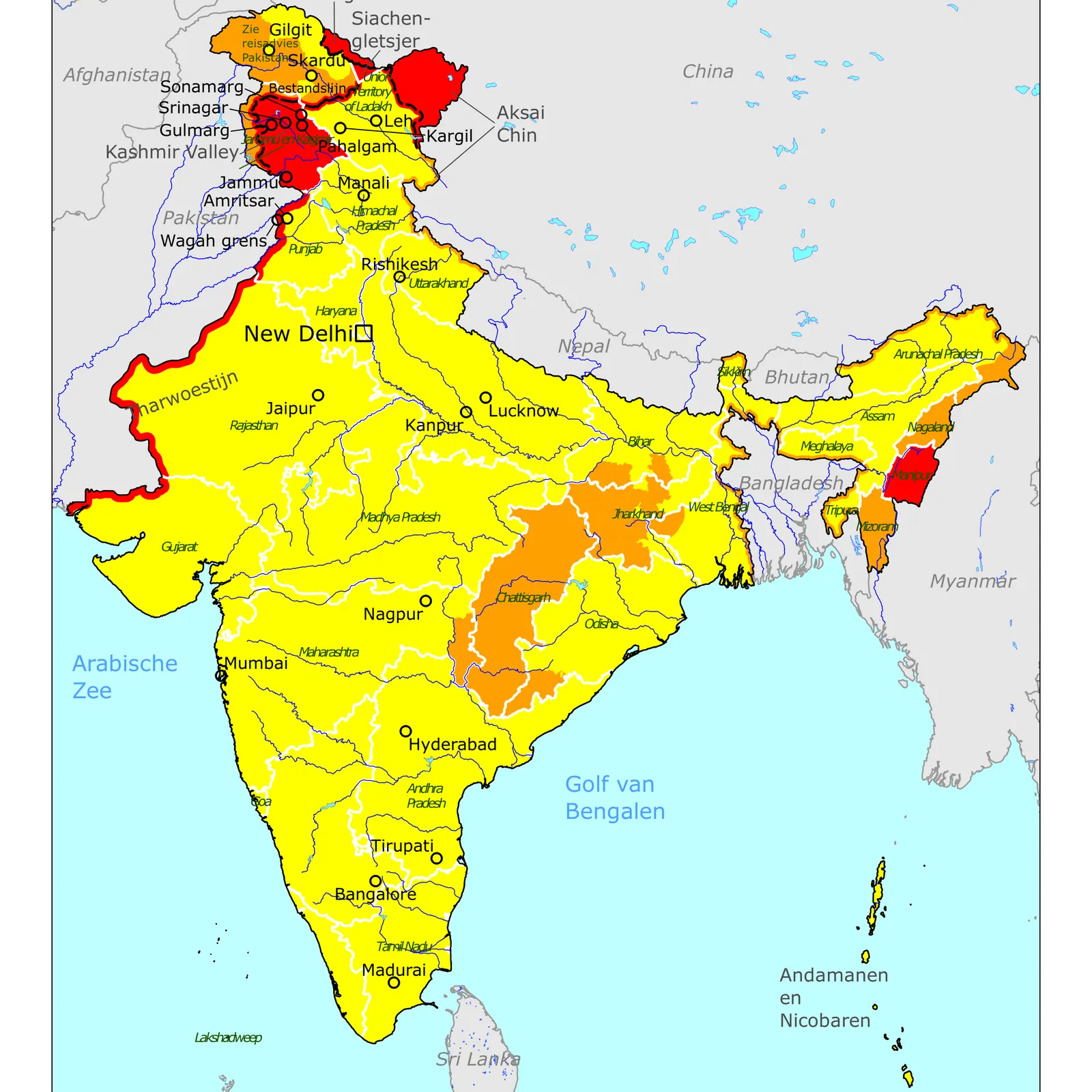 Grote kaart van India