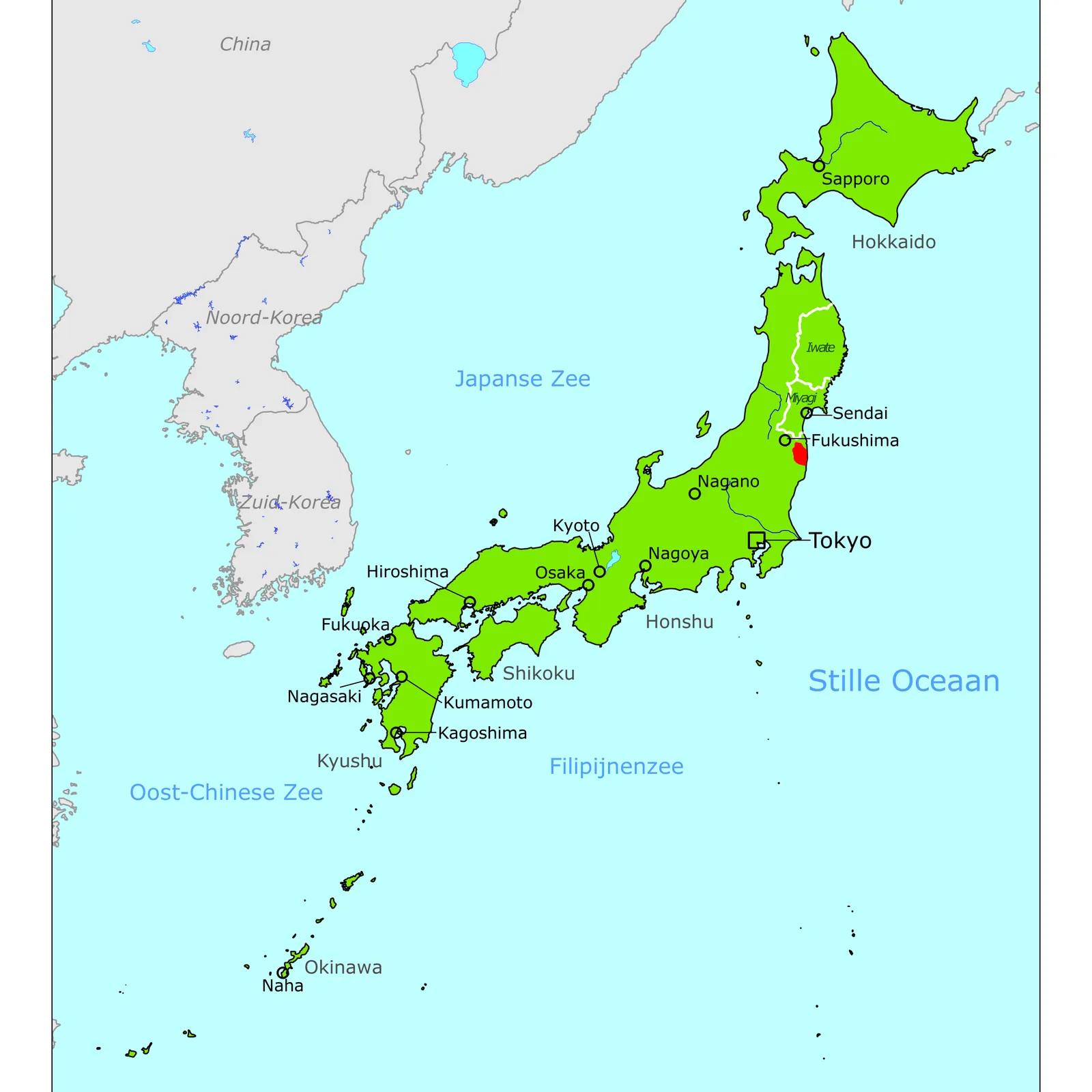 Grote kaart van Japan