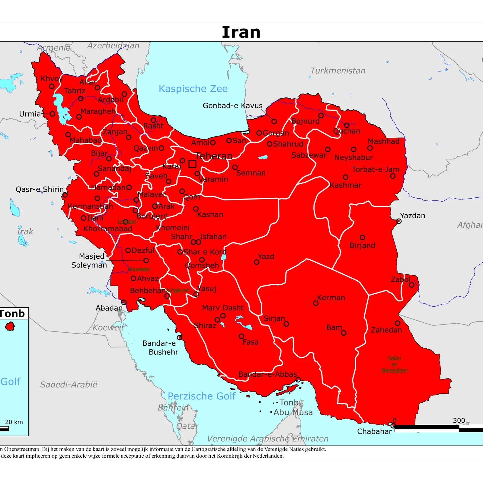 Grote kaart van Iran
