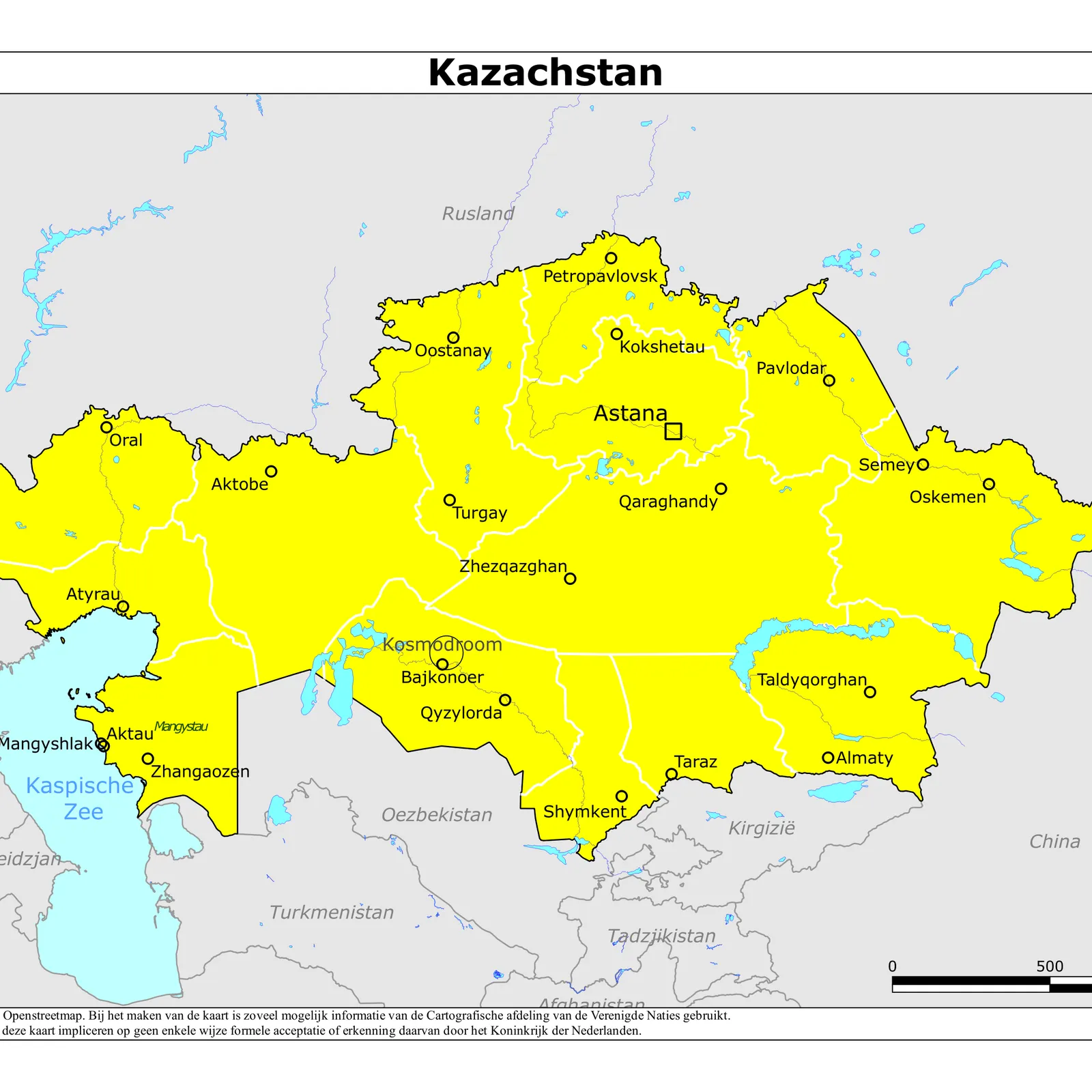 Grote kaart van Kazachstan